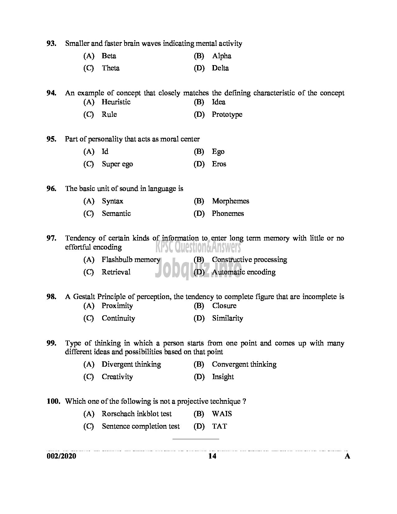 Kerala PSC Question Paper - ICDS SUPERVISOR WOMEN AND CHILD DEVELOPMENT English -14