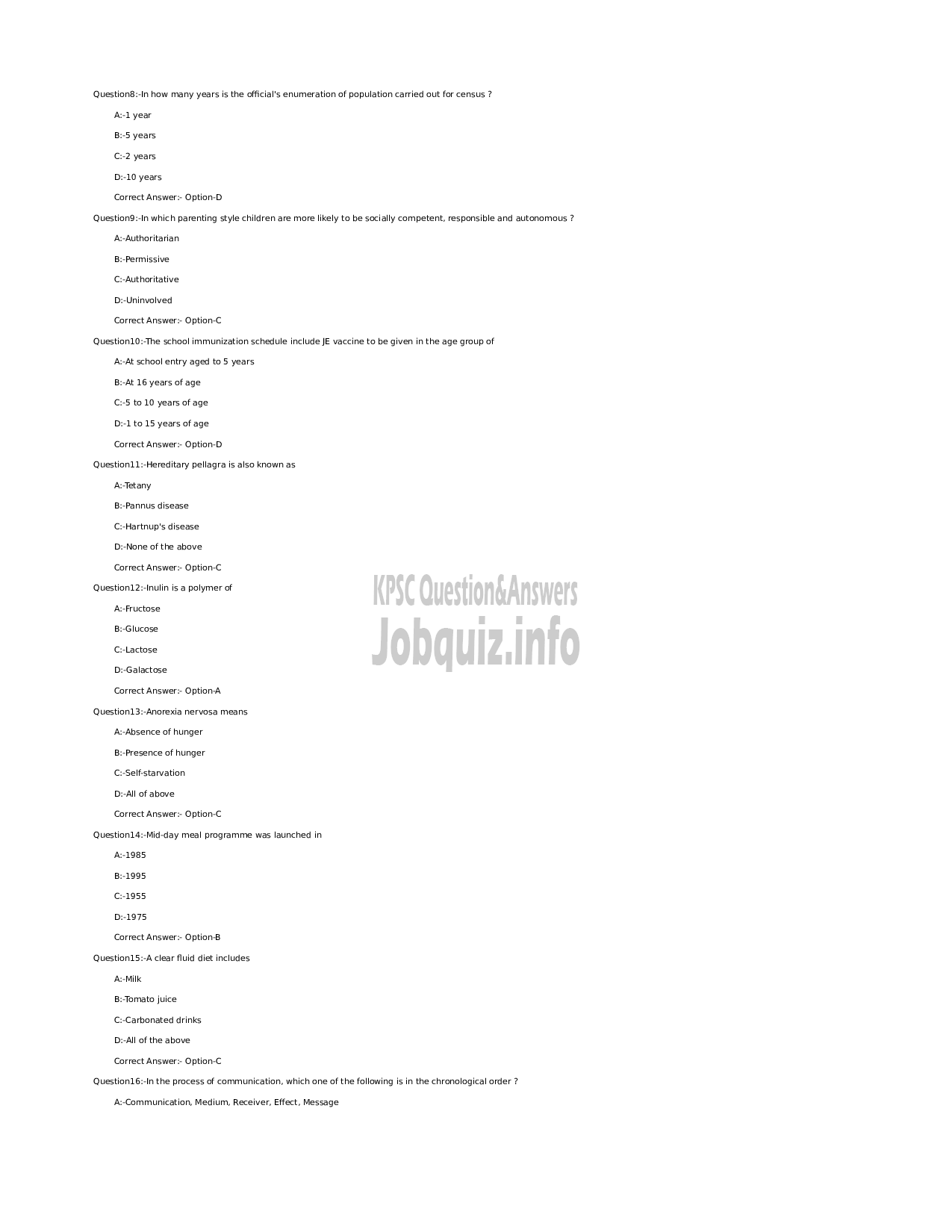 Kerala PSC Question Paper - ICDS Supervisor (SR from ST Women candidates only) - Women and Child Development -2