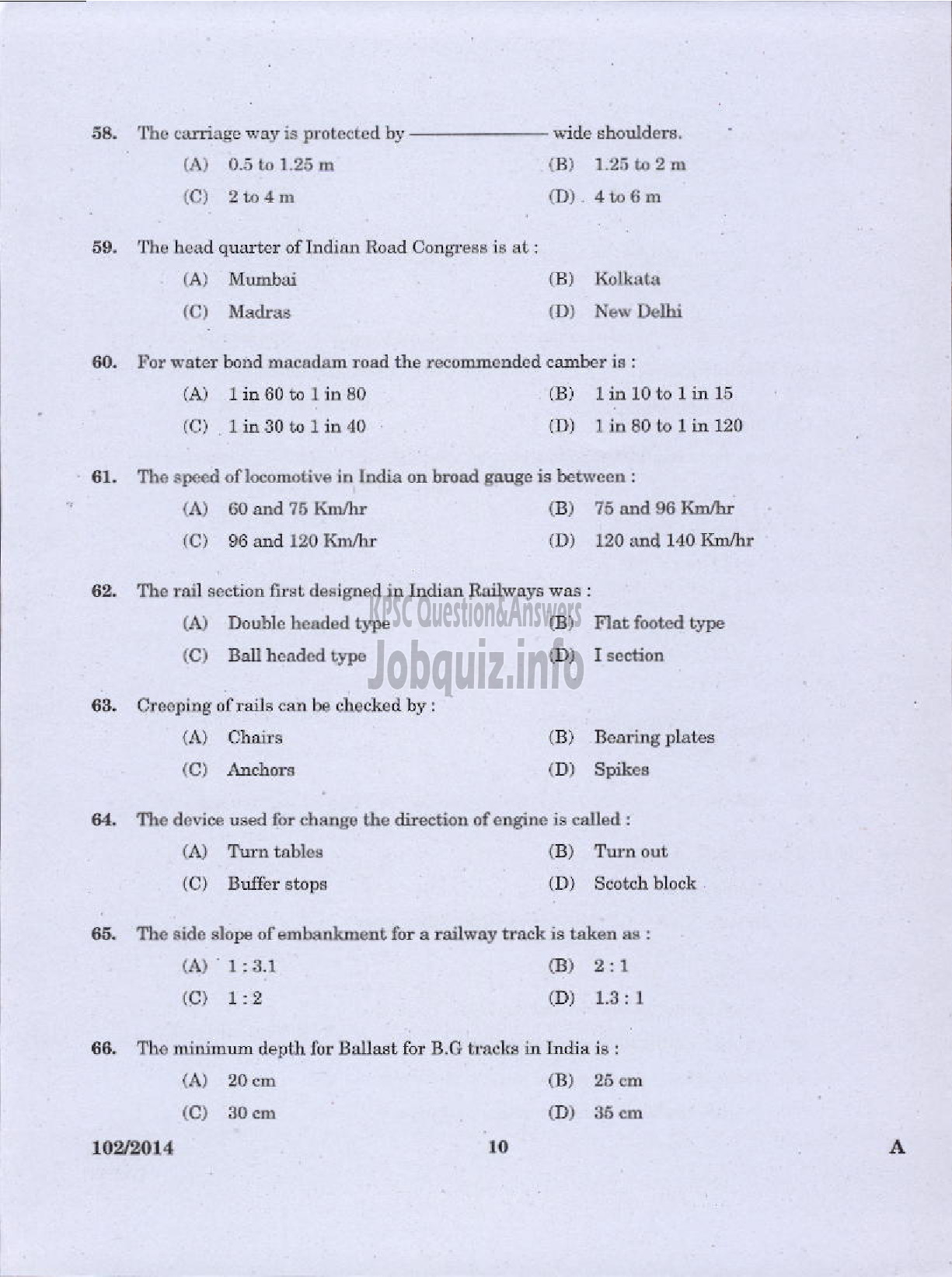 Kerala PSC Question Paper - III GRADE OVERSEER CIVIL SR FOR SC ST IRRIGATION AND II GRADE OVERSEER TRACER PUBLIC WORKS IRRIGATION-8