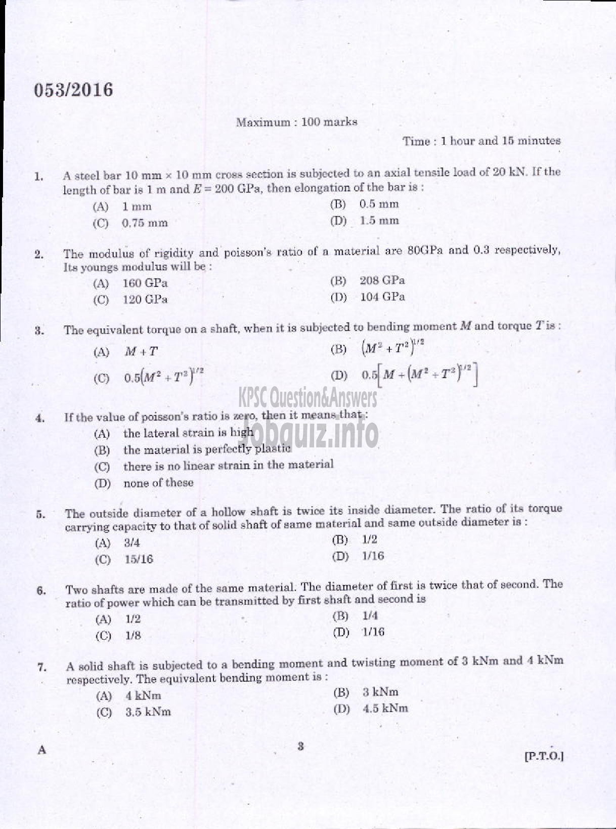 Kerala PSC Question Paper - INSPECTOR OF FACTORIES AND BOILERS GR II FACTORIES AND BOILERS-1