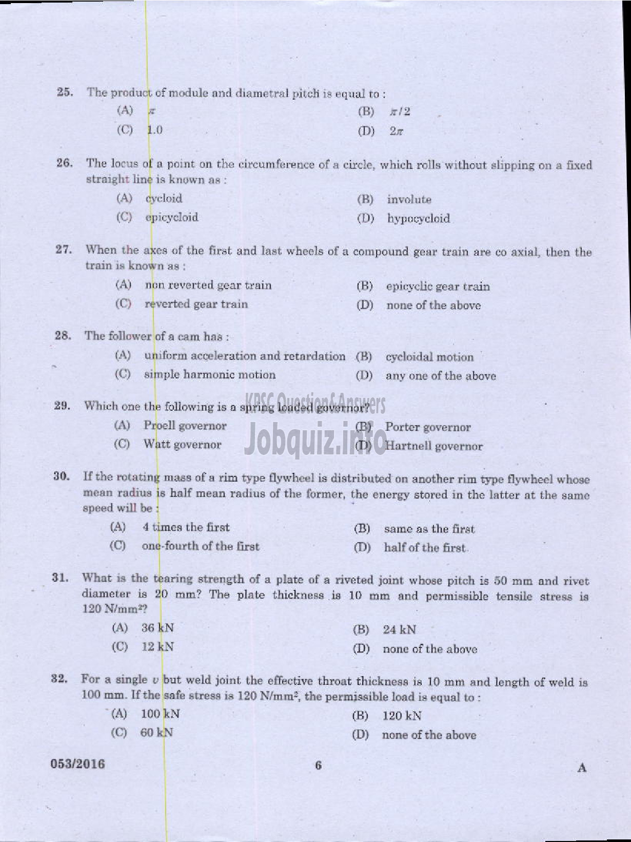 Kerala PSC Question Paper - INSPECTOR OF FACTORIES AND BOILERS GR II FACTORIES AND BOILERS-4