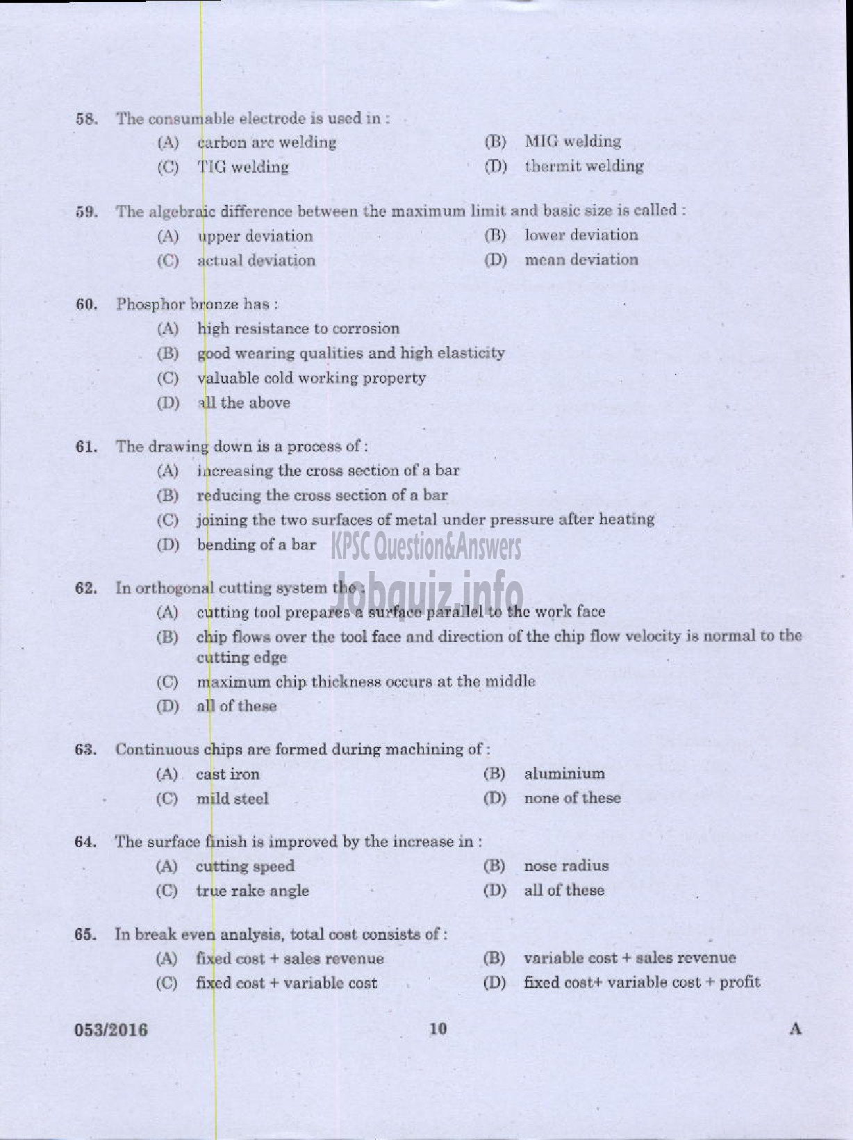 Kerala PSC Question Paper - INSPECTOR OF FACTORIES AND BOILERS GR II FACTORIES AND BOILERS-8