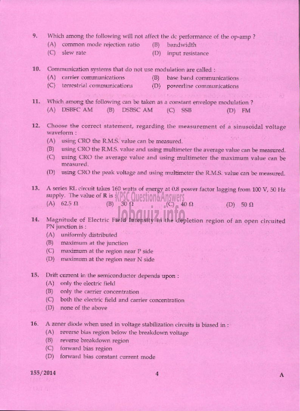 Kerala PSC Question Paper - INSTRUCTOR GR I ELECTRONICS ENGINEERING COLLEGES TECHNICAL EDUCATION-2