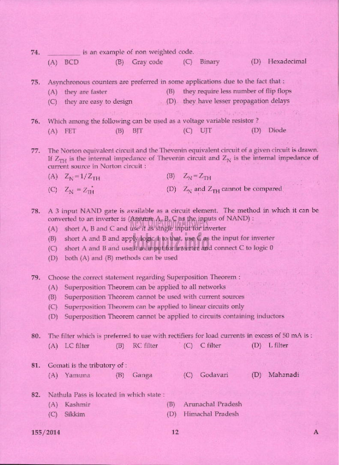 Kerala PSC Question Paper - INSTRUCTOR GR I ELECTRONICS ENGINEERING COLLEGES TECHNICAL EDUCATION-10