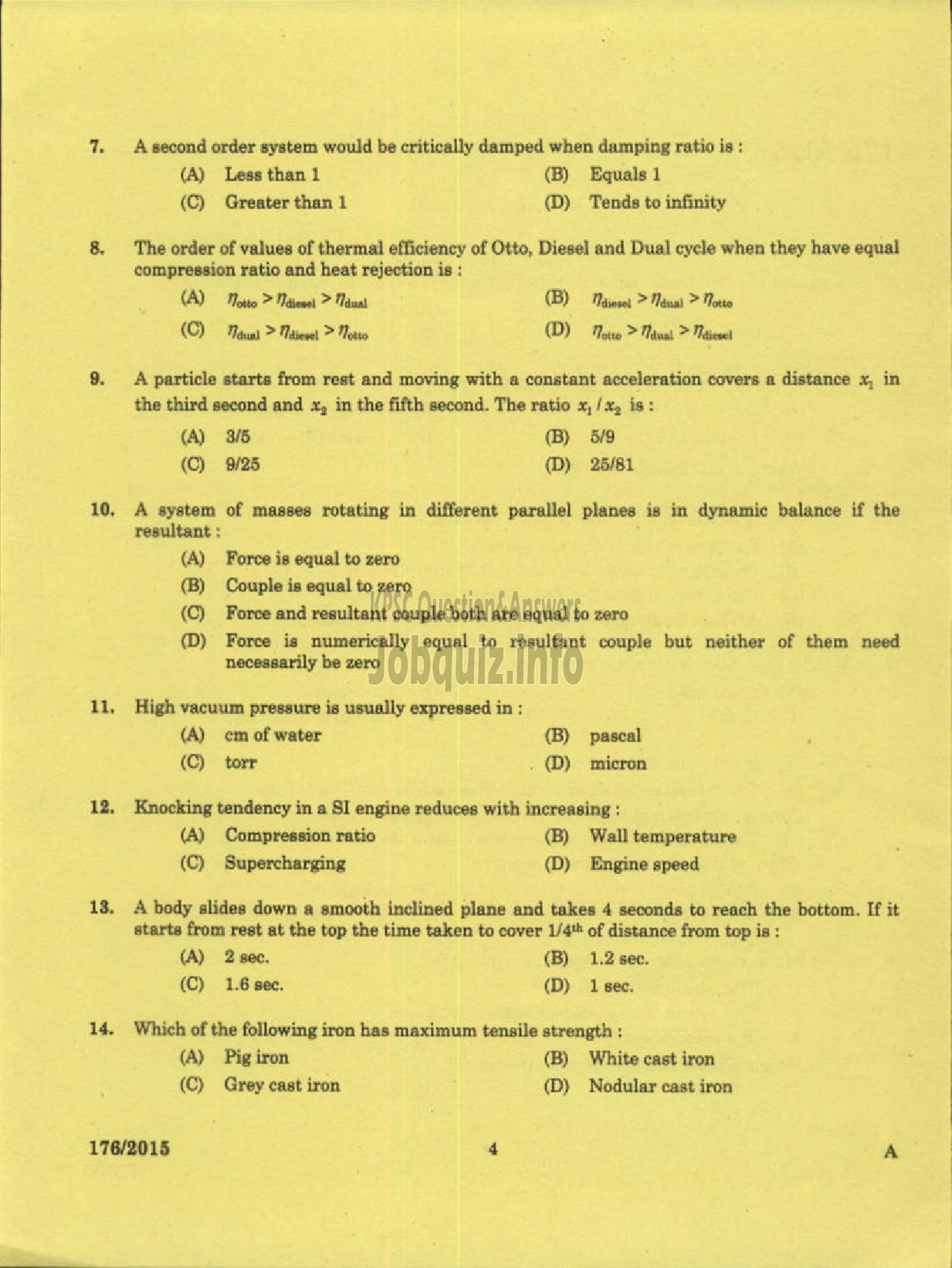 Kerala PSC Question Paper - INSTRUCTOR IN ENGINEERING /DRAFTSMAN GR I SR TECHNICAL EDN-2