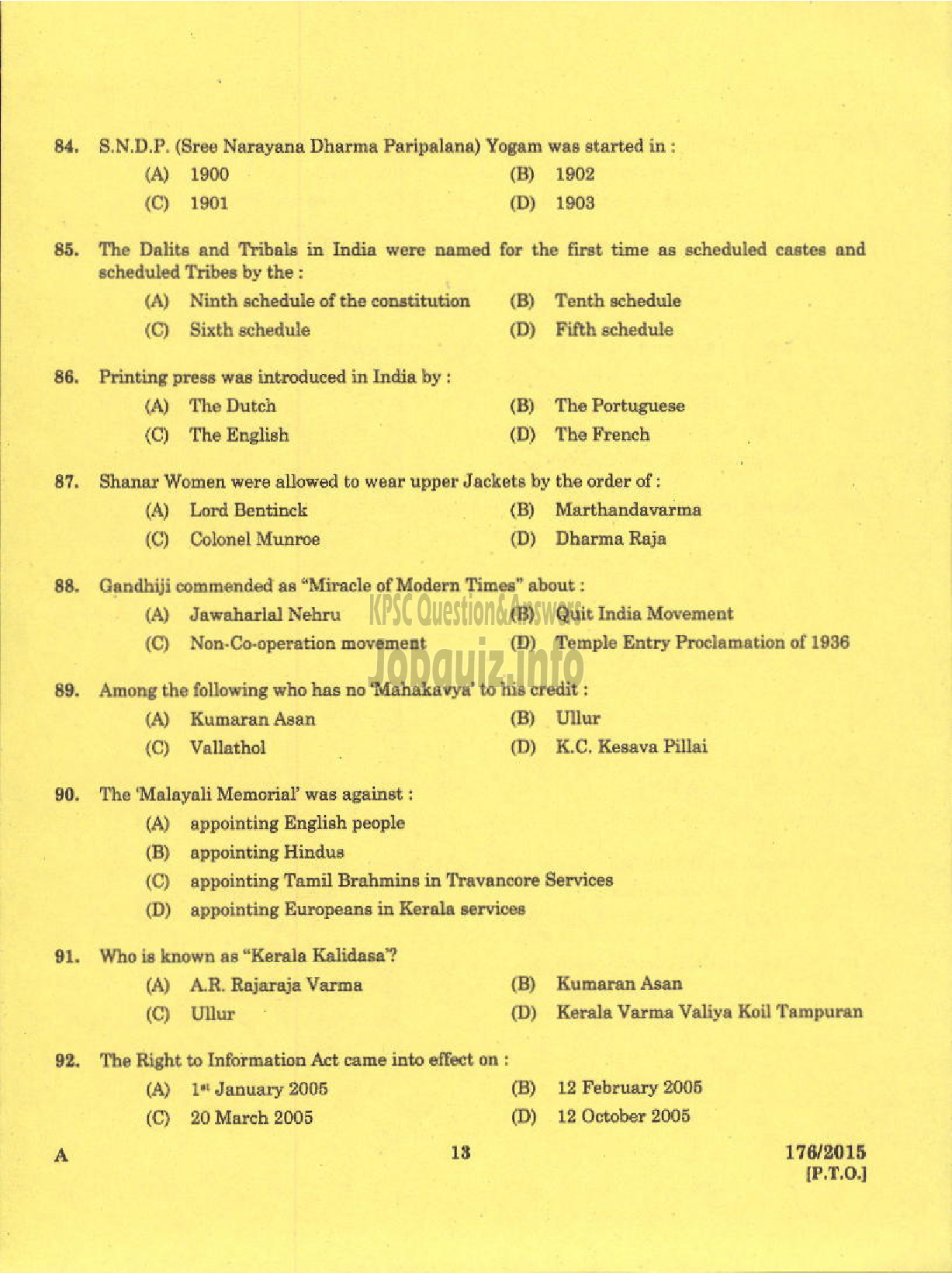 Kerala PSC Question Paper - INSTRUCTOR IN ENGINEERING /DRAFTSMAN GR I SR TECHNICAL EDN-11