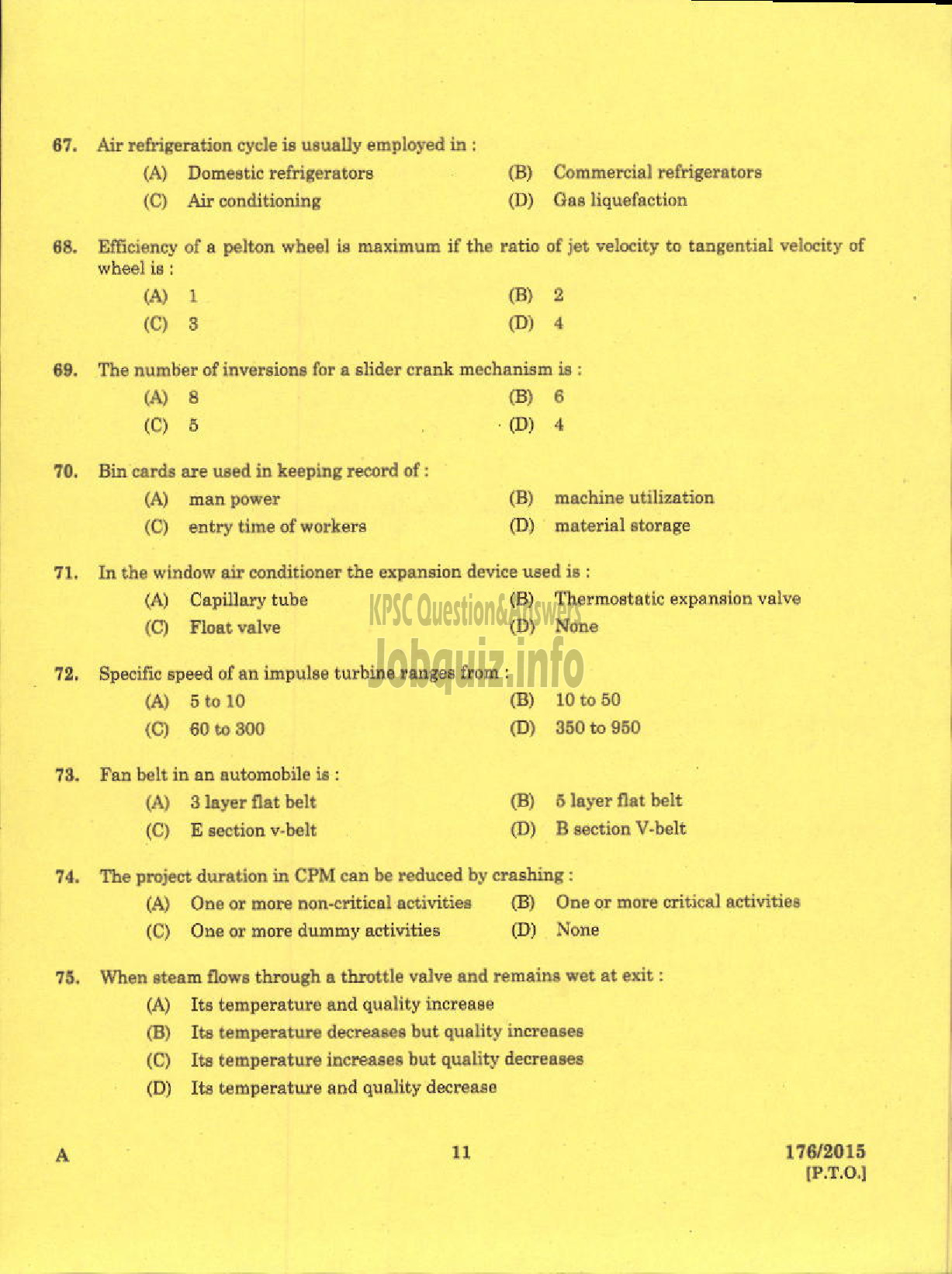 Kerala PSC Question Paper - INSTRUCTOR IN ENGINEERING /DRAFTSMAN GR I SR TECHNICAL EDN-9