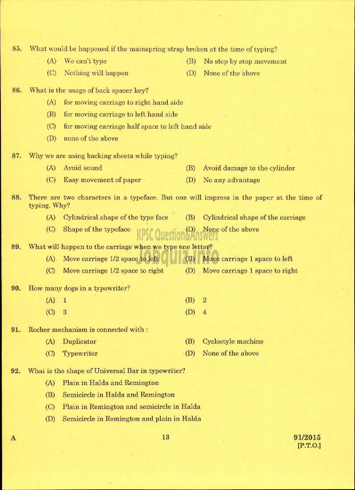 Kerala PSC Question Paper - INSTRUCTOR IN GOVT COMMERCIAL INSTITUTE TECHNICAL EDUCATION-11