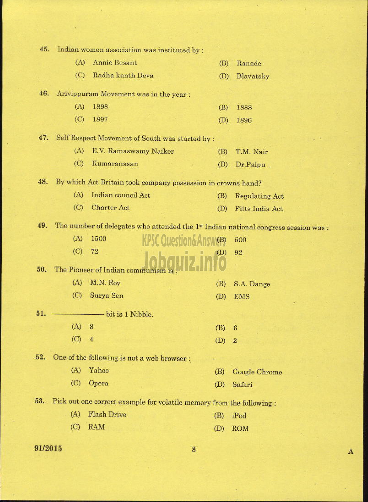 Kerala PSC Question Paper - INSTRUCTOR IN GOVT COMMERCIAL INSTITUTE TECHNICAL EDUCATION-6