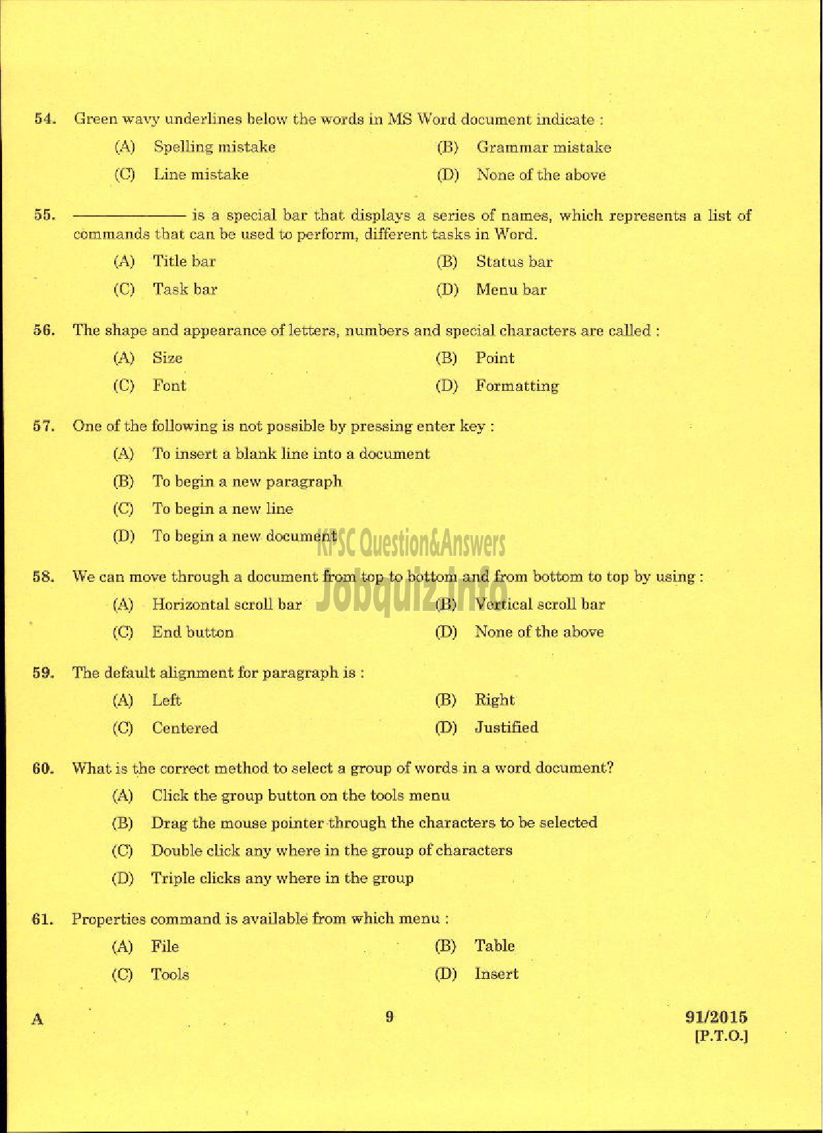 Kerala PSC Question Paper - INSTRUCTOR IN GOVT COMMERCIAL INSTITUTE TECHNICAL EDUCATION-7