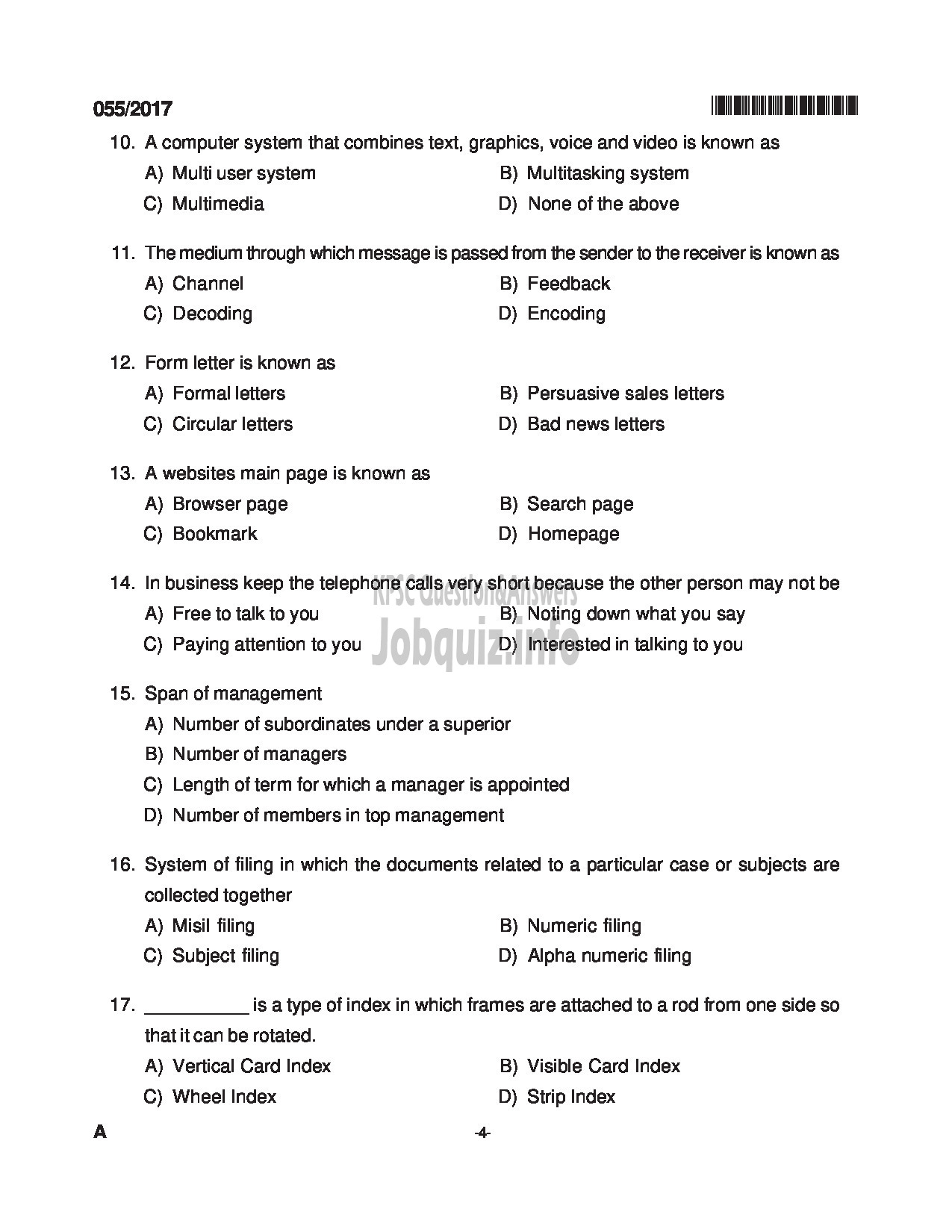 Kerala PSC Question Paper - INSTRUCTOR IN SECRETARIAL PRACTICE AND BM TECHNICAL EDUCATION QUESTION PAPER-4