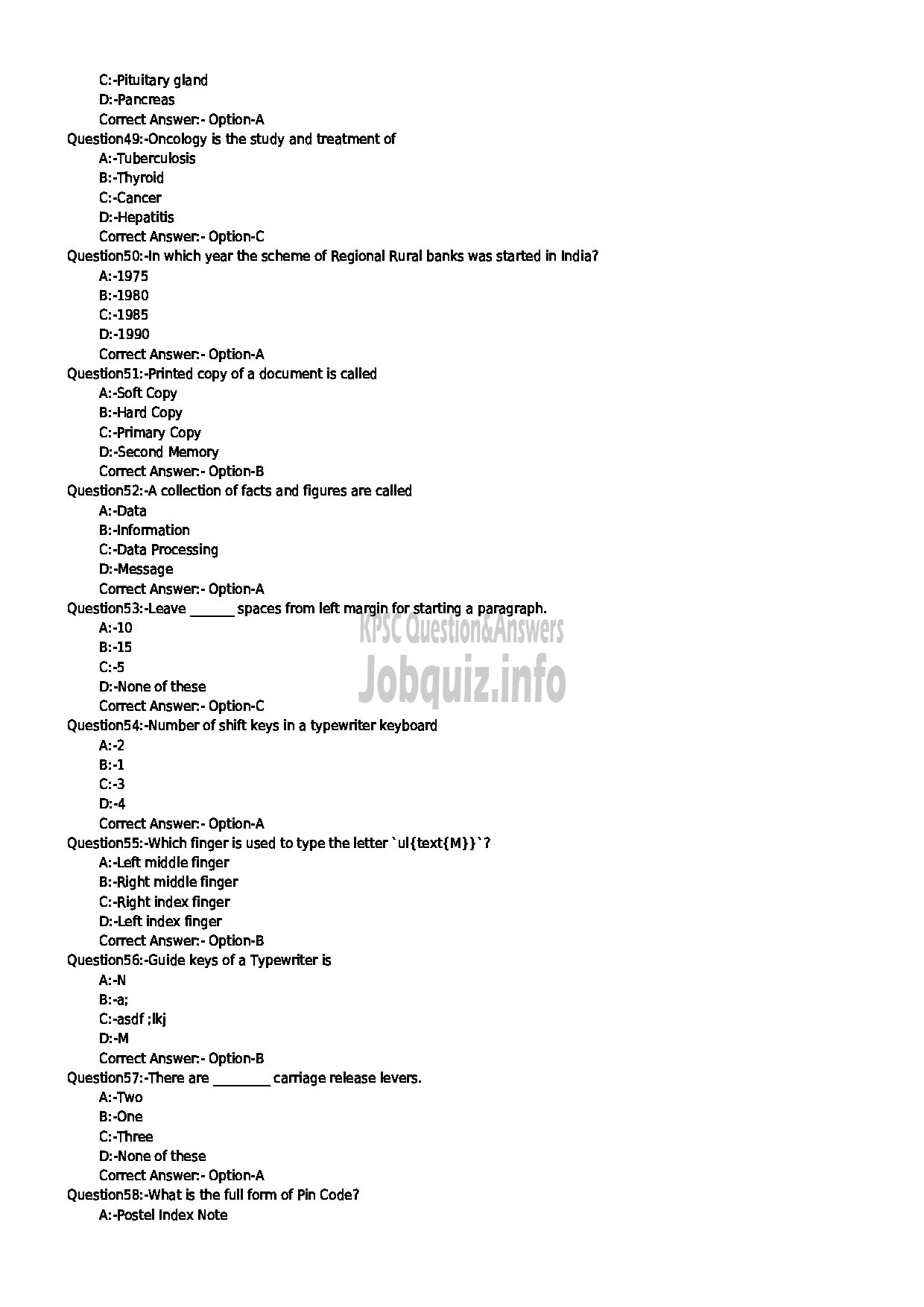 Kerala PSC Question Paper - INSTRUCTOR IN STENOGRAPHY SC DEVELOPMENT-6