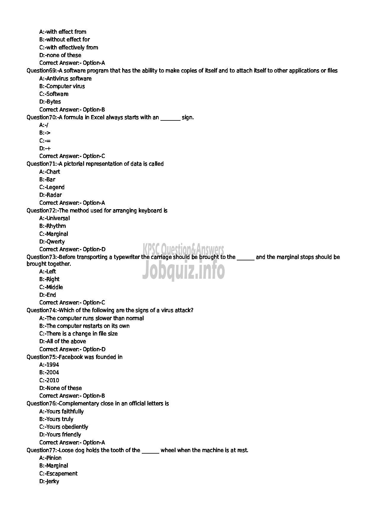 Kerala PSC Question Paper - INSTRUCTOR IN STENOGRAPHY SC DEVELOPMENT-8