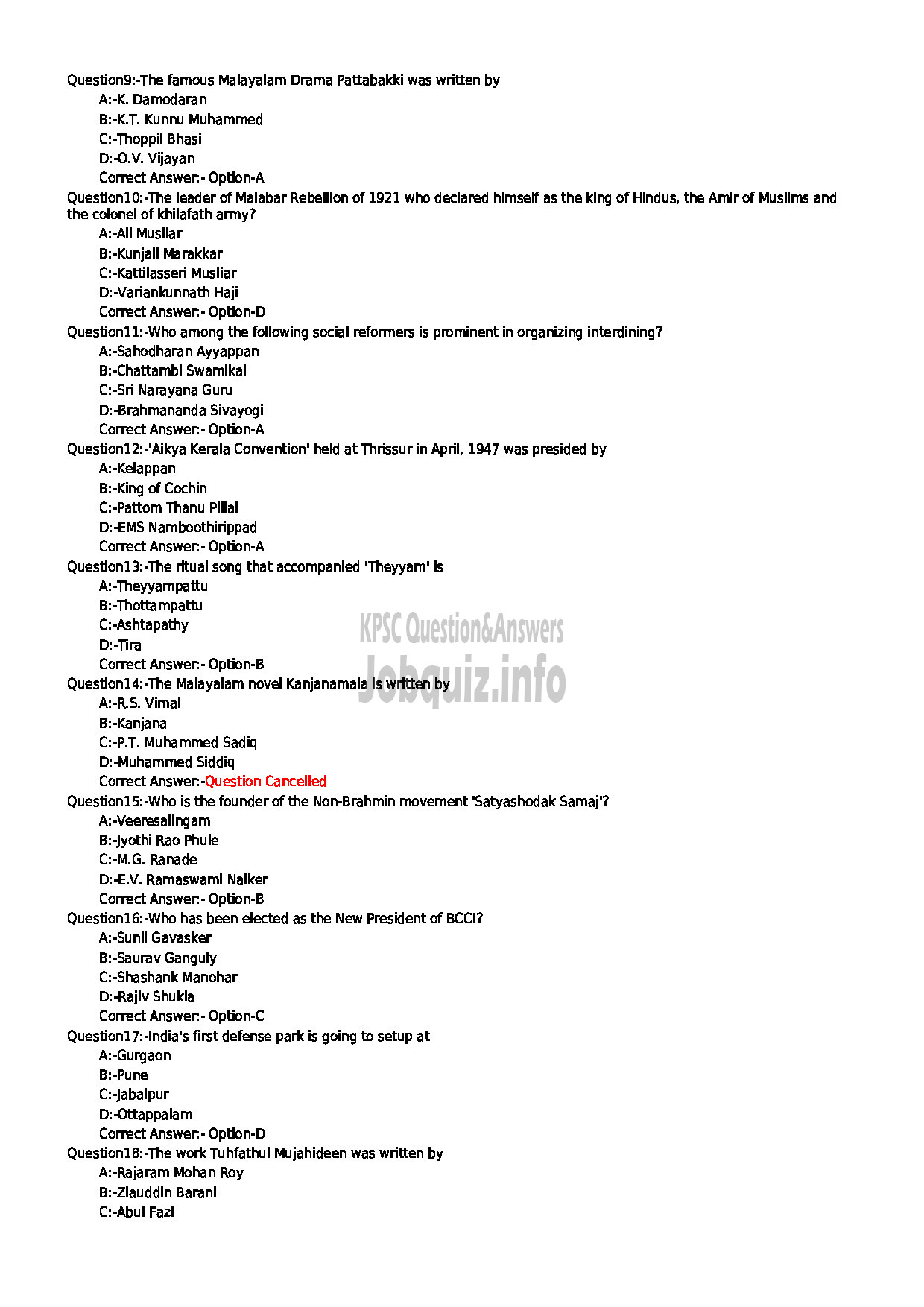 Kerala PSC Question Paper - INVERSTIGATOR ANTHROPOLOGY/SOCIOLOGY KIRTADS-2