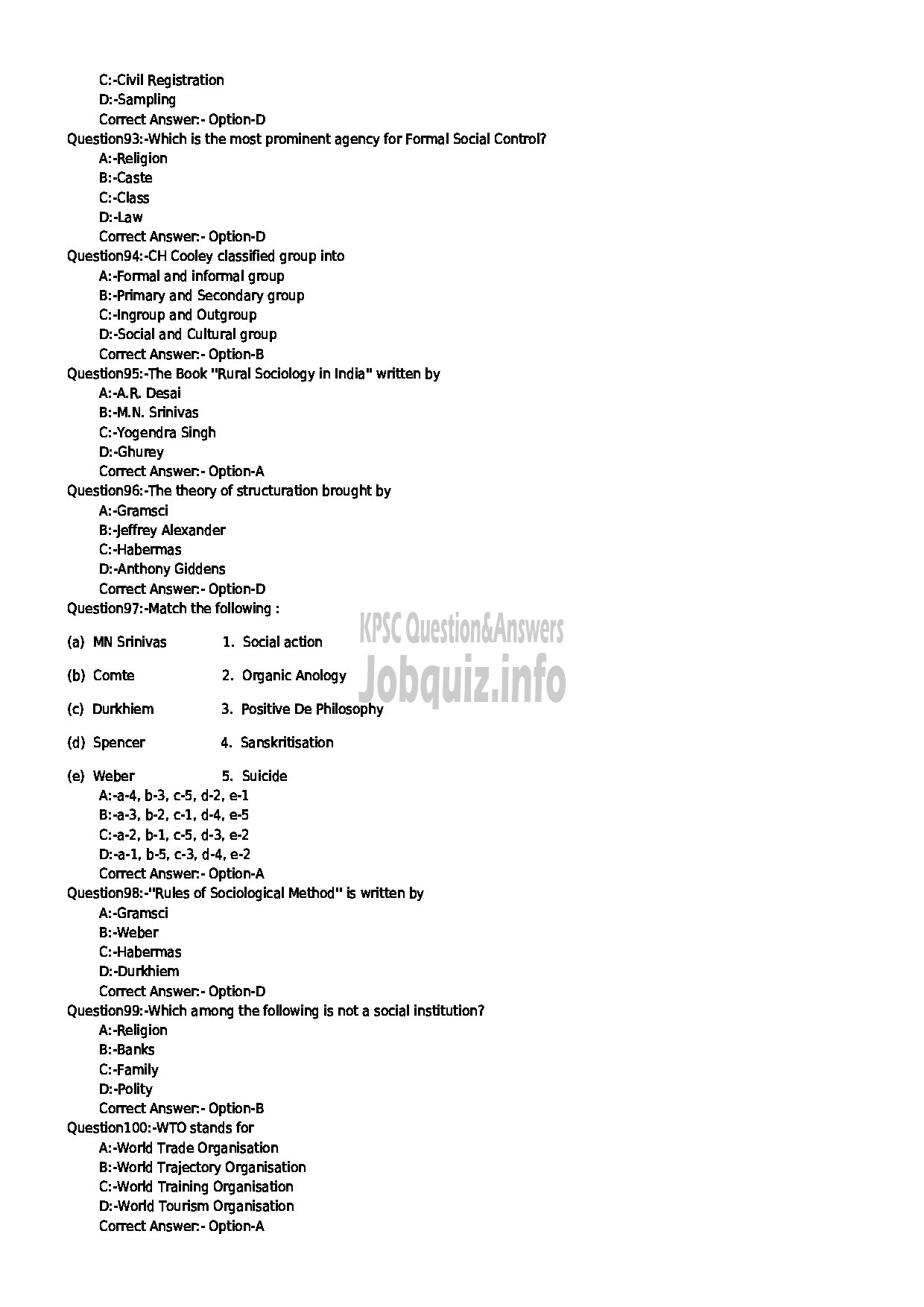 Kerala PSC Question Paper - INVERSTIGATOR ANTHROPOLOGY/SOCIOLOGY KIRTADS-11