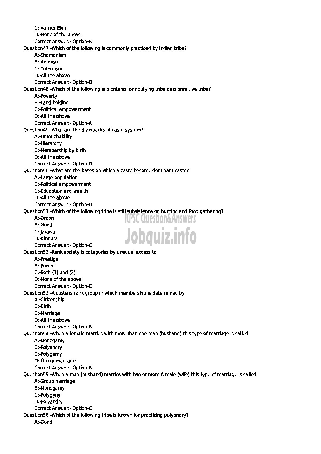 Kerala PSC Question Paper - INVERSTIGATOR ANTHROPOLOGY/SOCIOLOGY KIRTADS-6