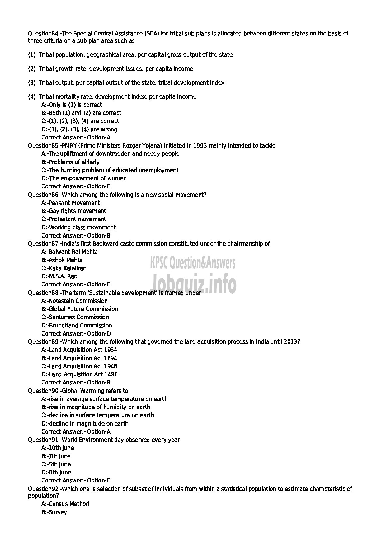 Kerala PSC Question Paper - INVERSTIGATOR ANTHROPOLOGY/SOCIOLOGY KIRTADS-10