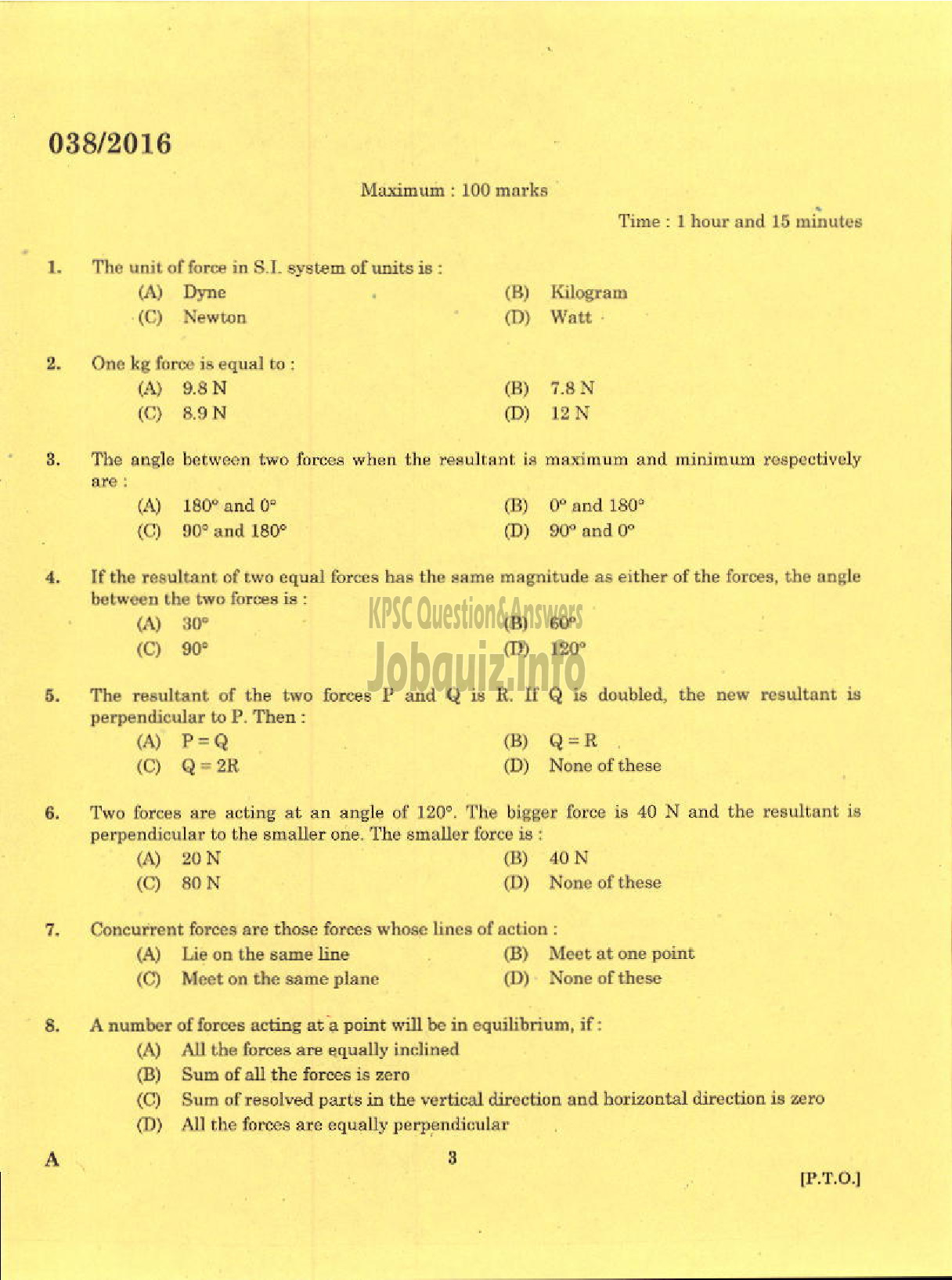 Kerala PSC Question Paper - I GRADE DRAFTSMAN ARCHITECTURAL PWD ARCHITECTURAL WING-1