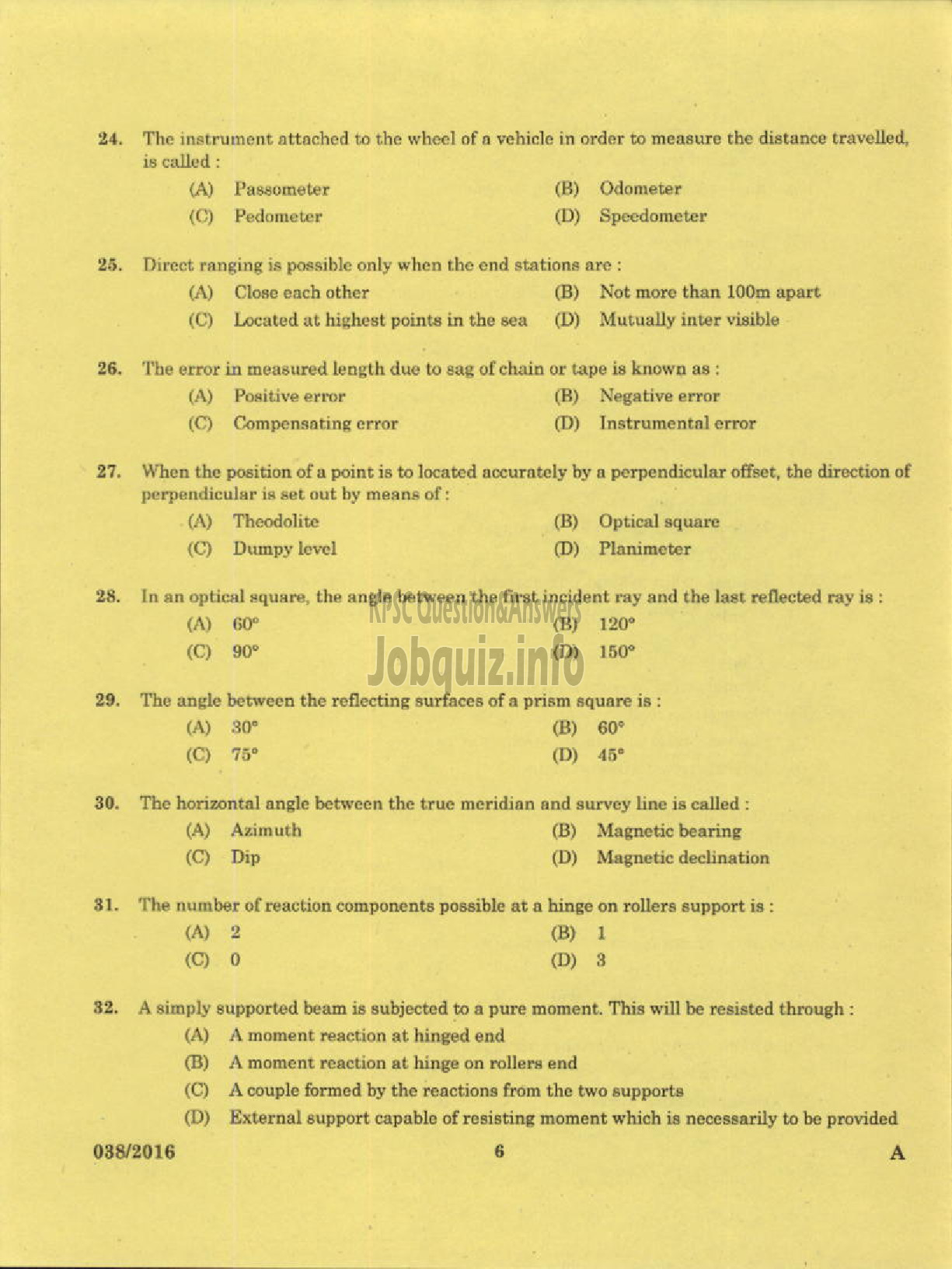 Kerala PSC Question Paper - I GRADE DRAFTSMAN ARCHITECTURAL PWD ARCHITECTURAL WING-4