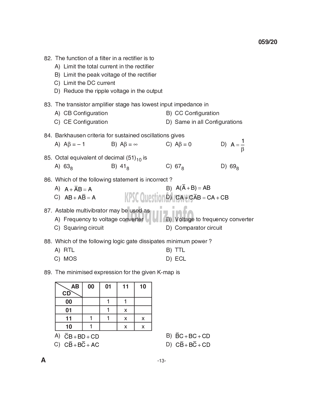 Kerala PSC Question Paper - Instructor Gr I (Electrical Engineering) - Technical Education-13