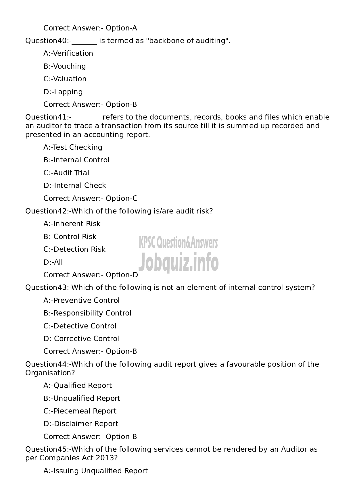 Kerala PSC Question Paper - Internal Auditor-10