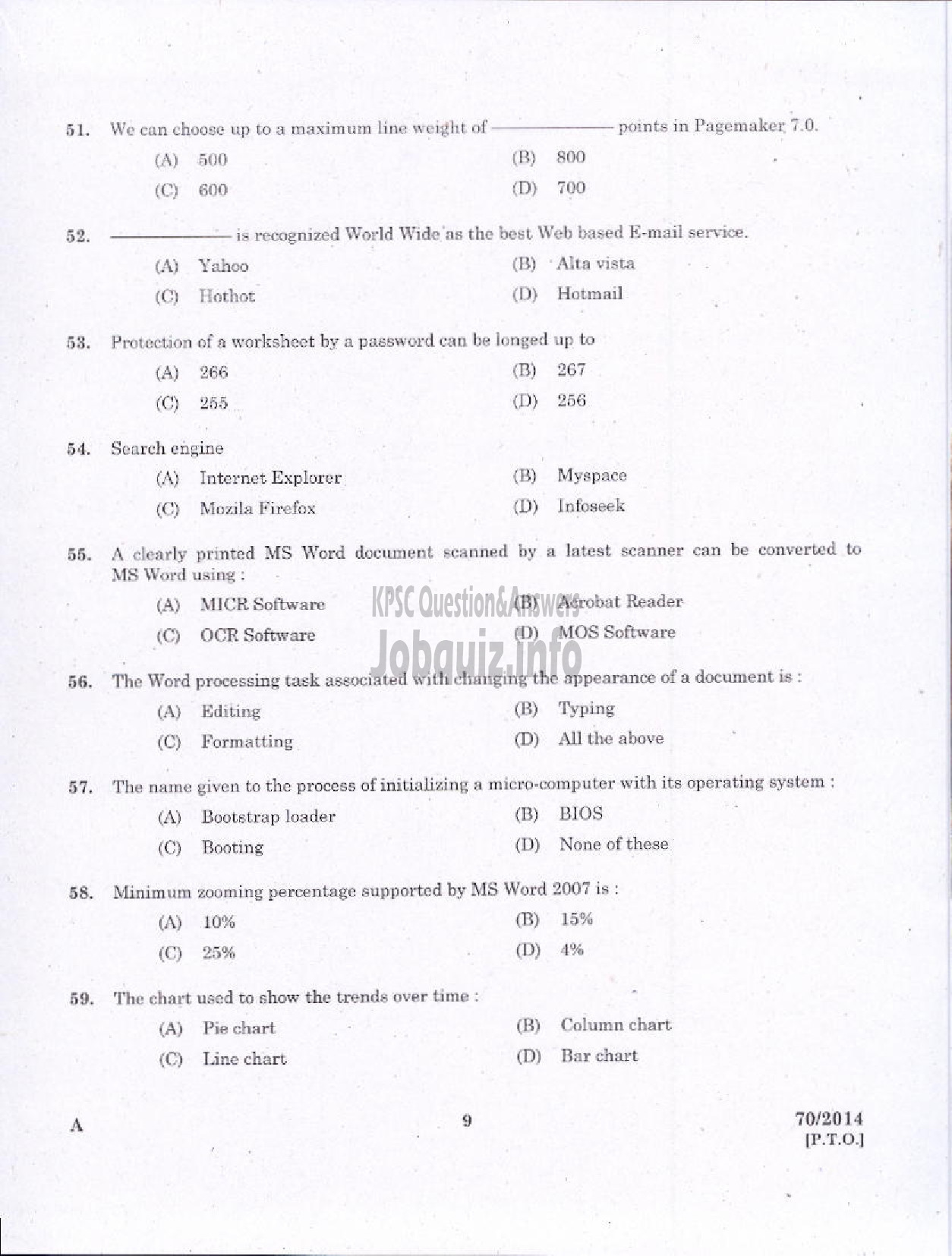 Kerala PSC Question Paper - JR INSTRUCTOR DATA ENTRY OPERATOR INDUSTRIAL TRAINING-7