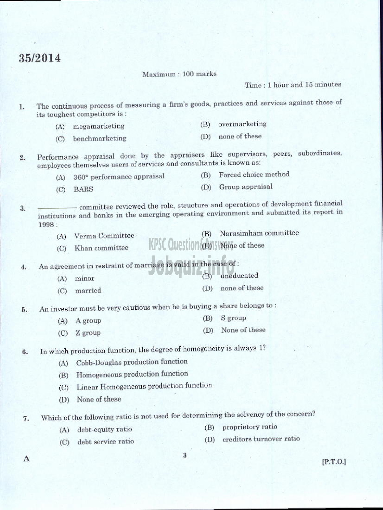 Kerala PSC Question Paper - JUNIOR ASSISTANT ACCOUNTS SR FOR ST ONLY TRAVANCORE COCHIN CHEMICALS LIMITED-1