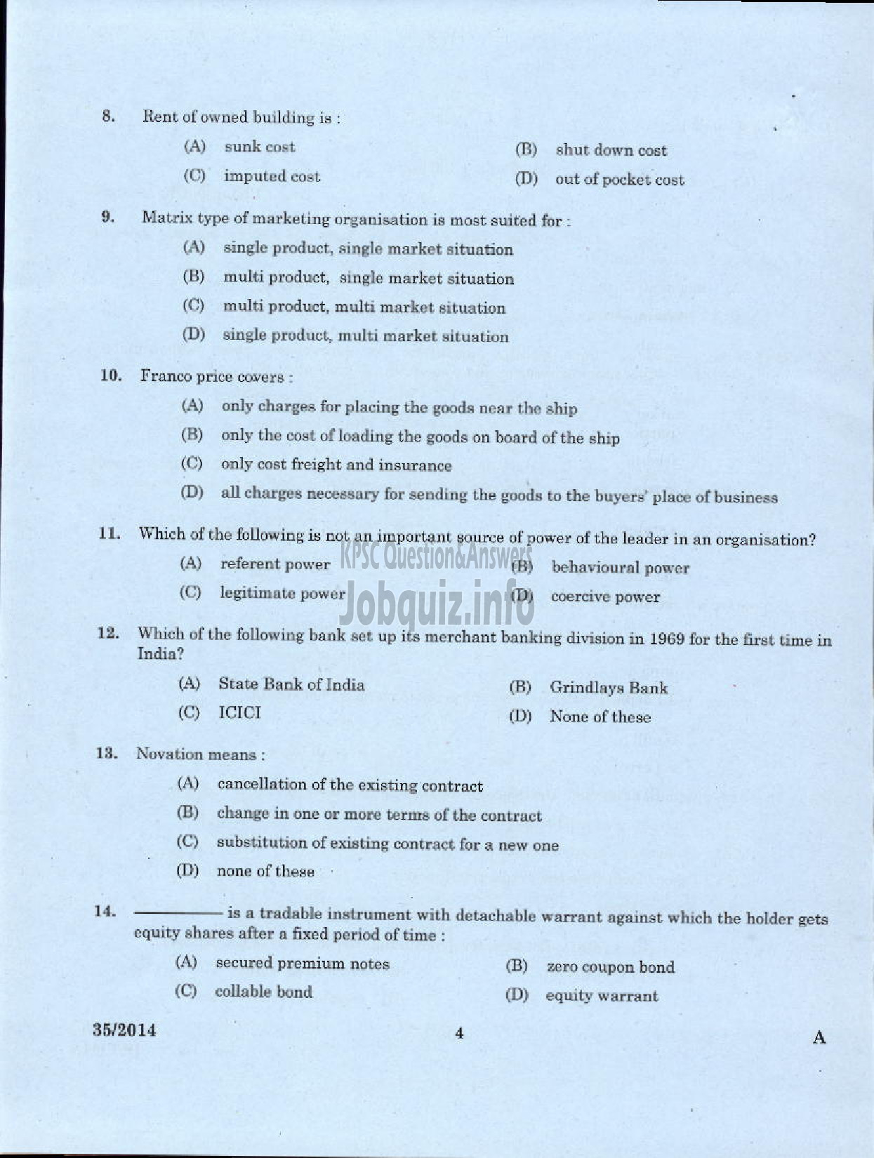 Kerala PSC Question Paper - JUNIOR ASSISTANT ACCOUNTS SR FOR ST ONLY TRAVANCORE COCHIN CHEMICALS LIMITED-2