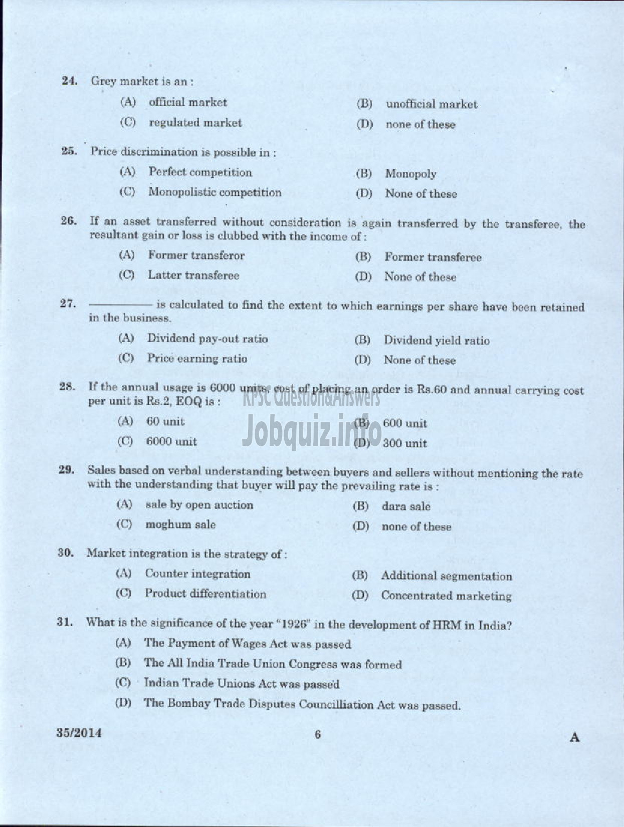 Kerala PSC Question Paper - JUNIOR ASSISTANT ACCOUNTS SR FOR ST ONLY TRAVANCORE COCHIN CHEMICALS LIMITED-4