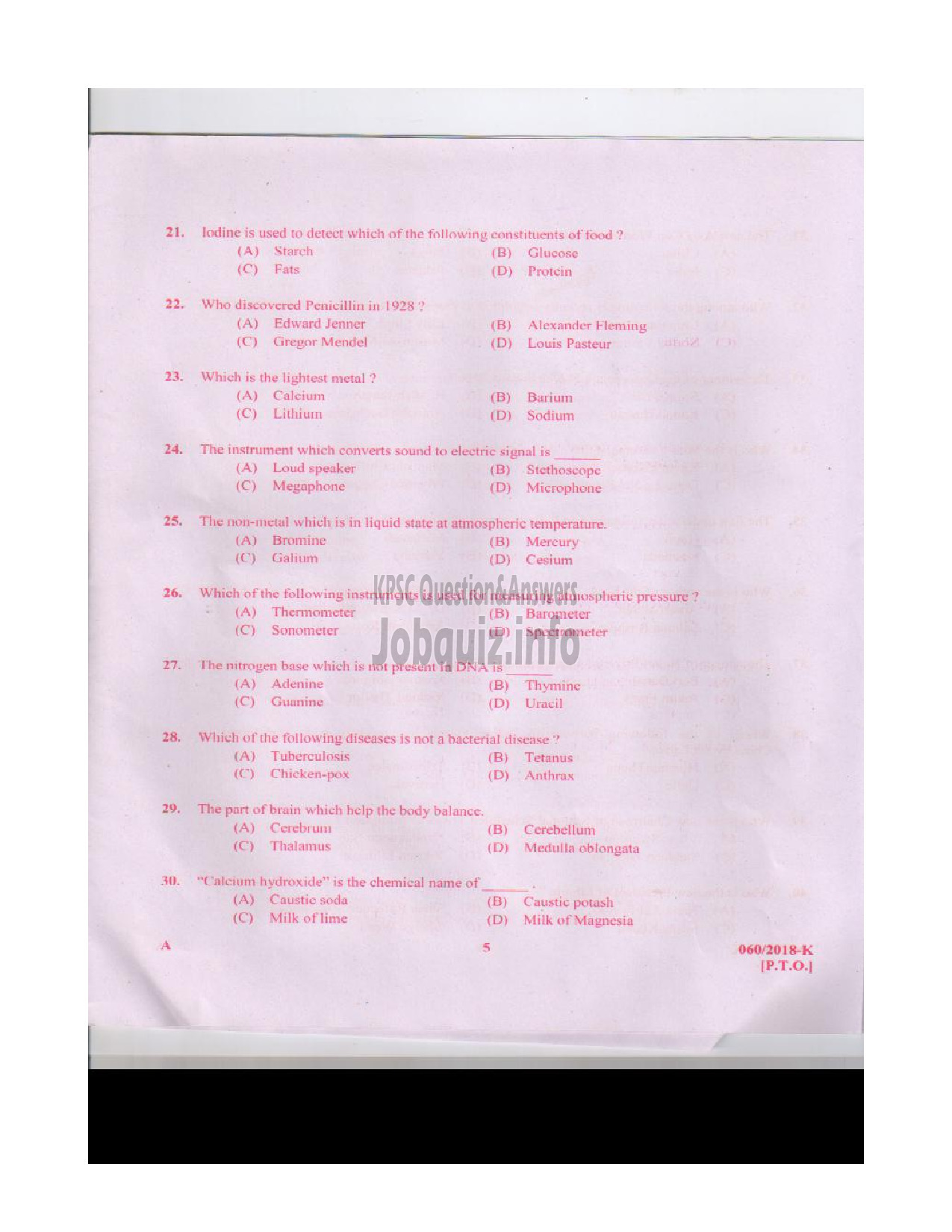 Kerala PSC Question Paper - JUNIOR ASSISTANT / CASHIER / ASSISTANT GRADE II / CLERK GR I KSFE LTD / KSEB LTD / KSRTC / FOAM MATTINGS ETC ENGLISH / KANNADA -4