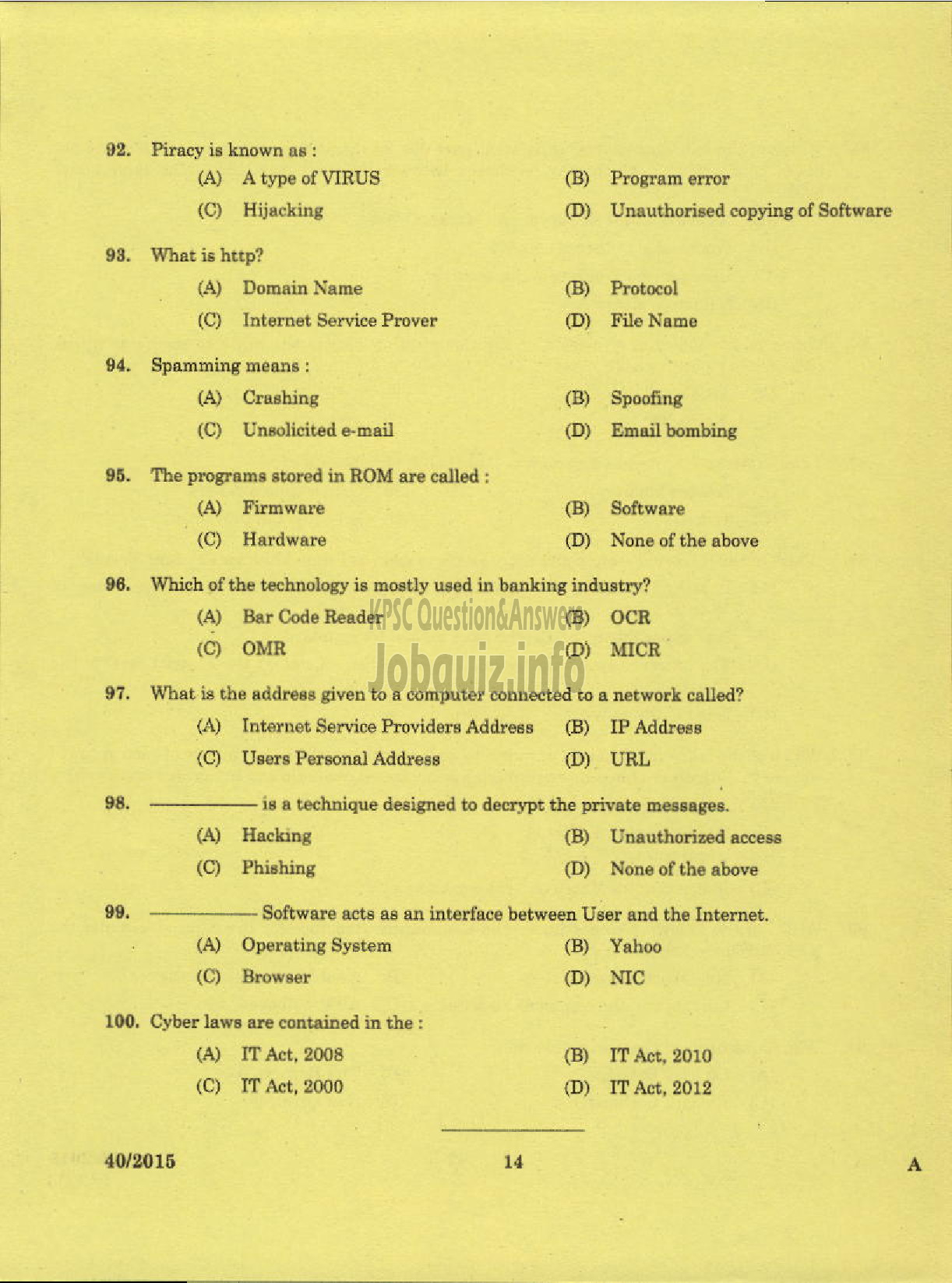 Kerala PSC Question Paper - JUNIOR ASSISTANT/CASHIER SR FOR PH KSEB-12