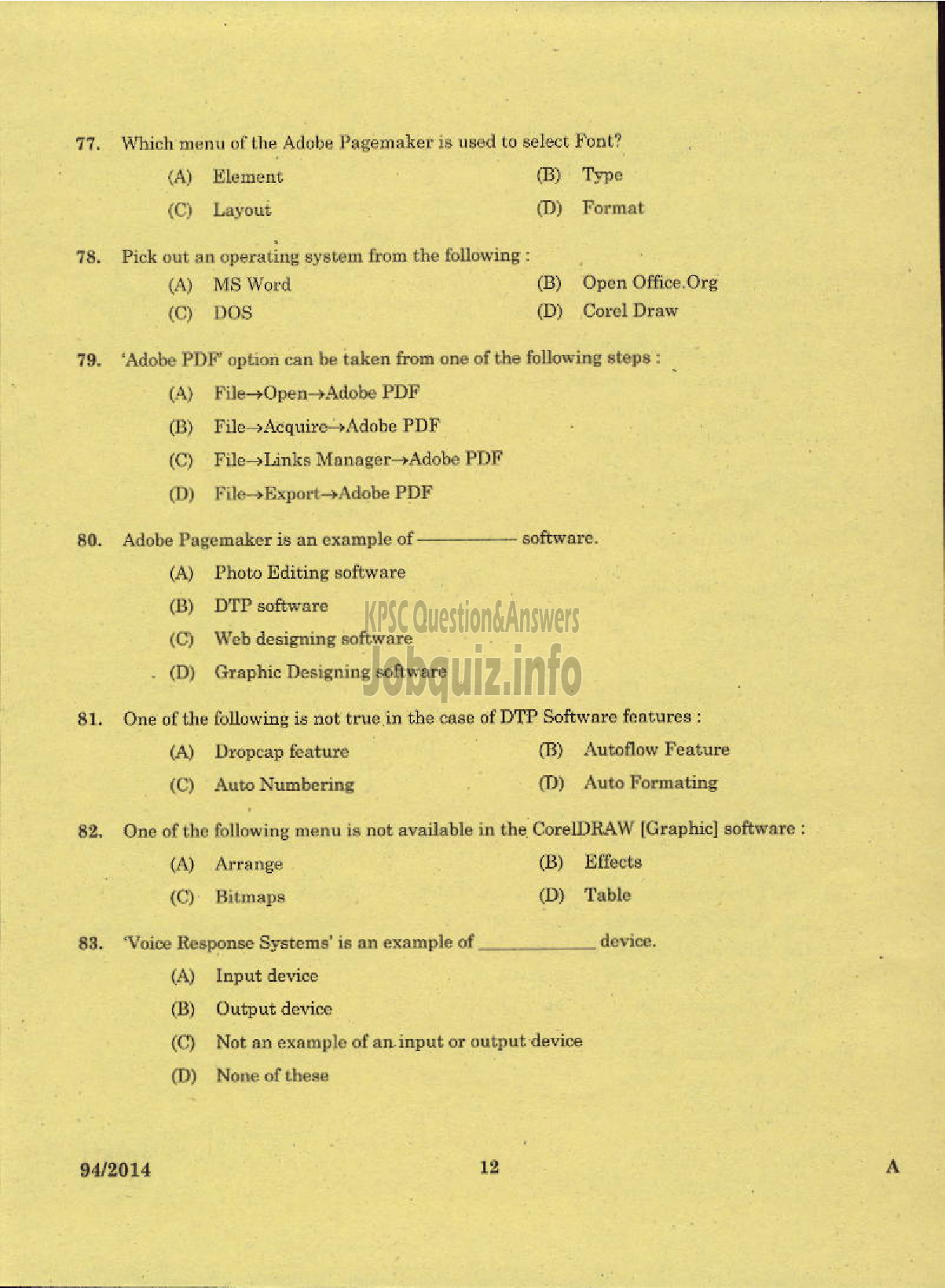 Kerala PSC Question Paper - JUNIOR ASSISTANT FOAM MATTINGS INDIA LTD-10
