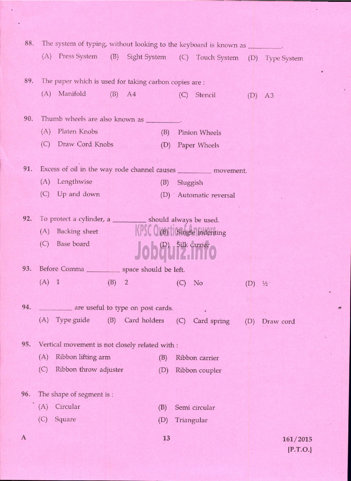 Kerala PSC Question Paper - JUNIOR ASST CUM TYPIST KLDB LTD/ STENOGRAPHER GR IV AUTOCAST LTD/ STENOGRAPHER THE PHARMACEUTICAL CORPORATION IM KERALA LTD-11