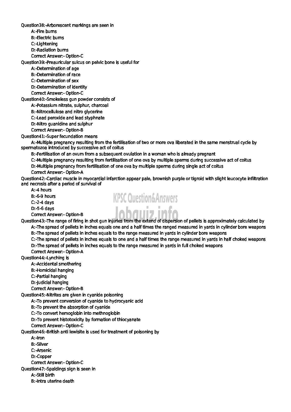 Kerala PSC Question Paper - JUNIOR CONSULTANT FORENSIC MEDICINE HEALTH SERVICES-5