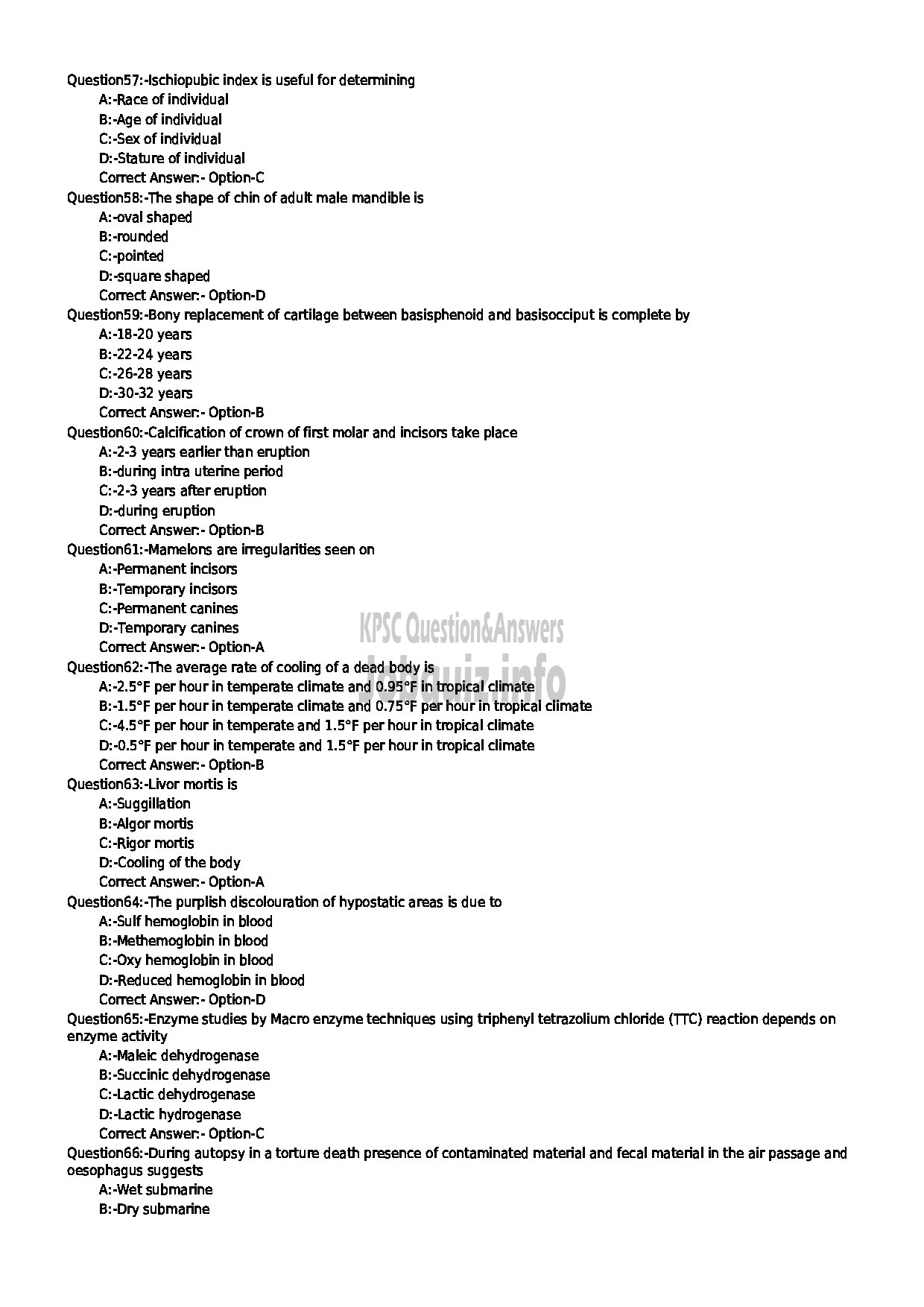 Kerala PSC Question Paper - JUNIOR CONSULTANT FORENSIC MEDICINE HEALTH SERVICES-7