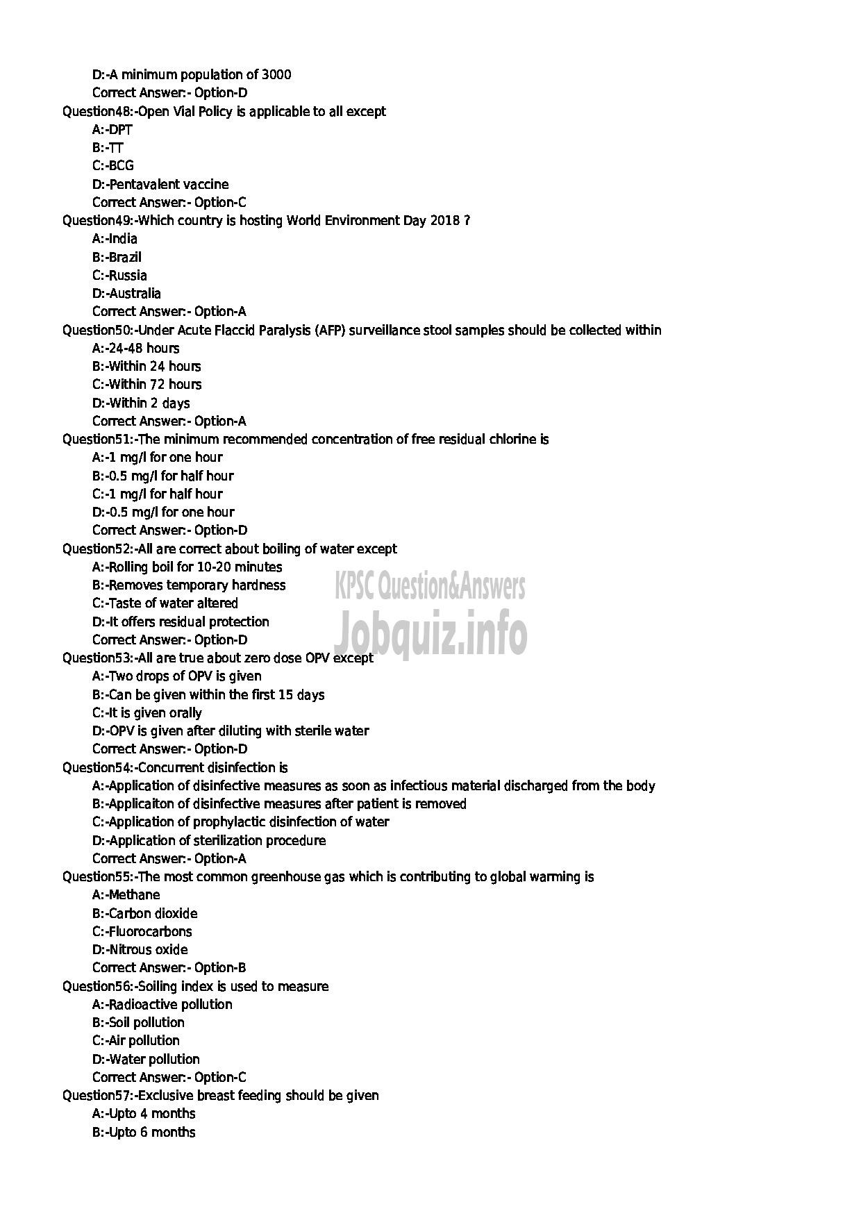 Kerala PSC Question Paper - JUNIOR HEALTH INSPECTOR HEALTH SERVICES-6