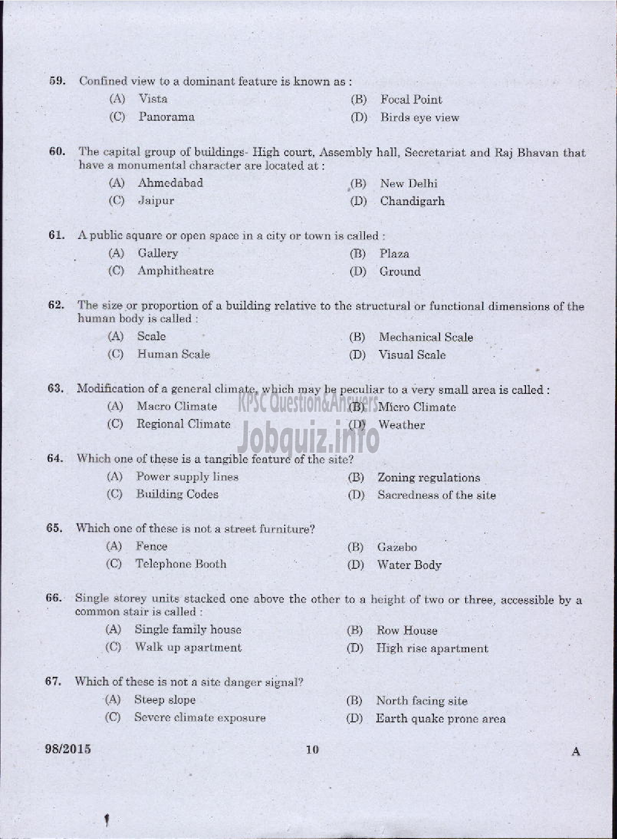 Kerala PSC Question Paper - JUNIOR INSTRUCTOR ARCHITECTURAL ASSISTANT INDUSTRIAL TRAINING-8