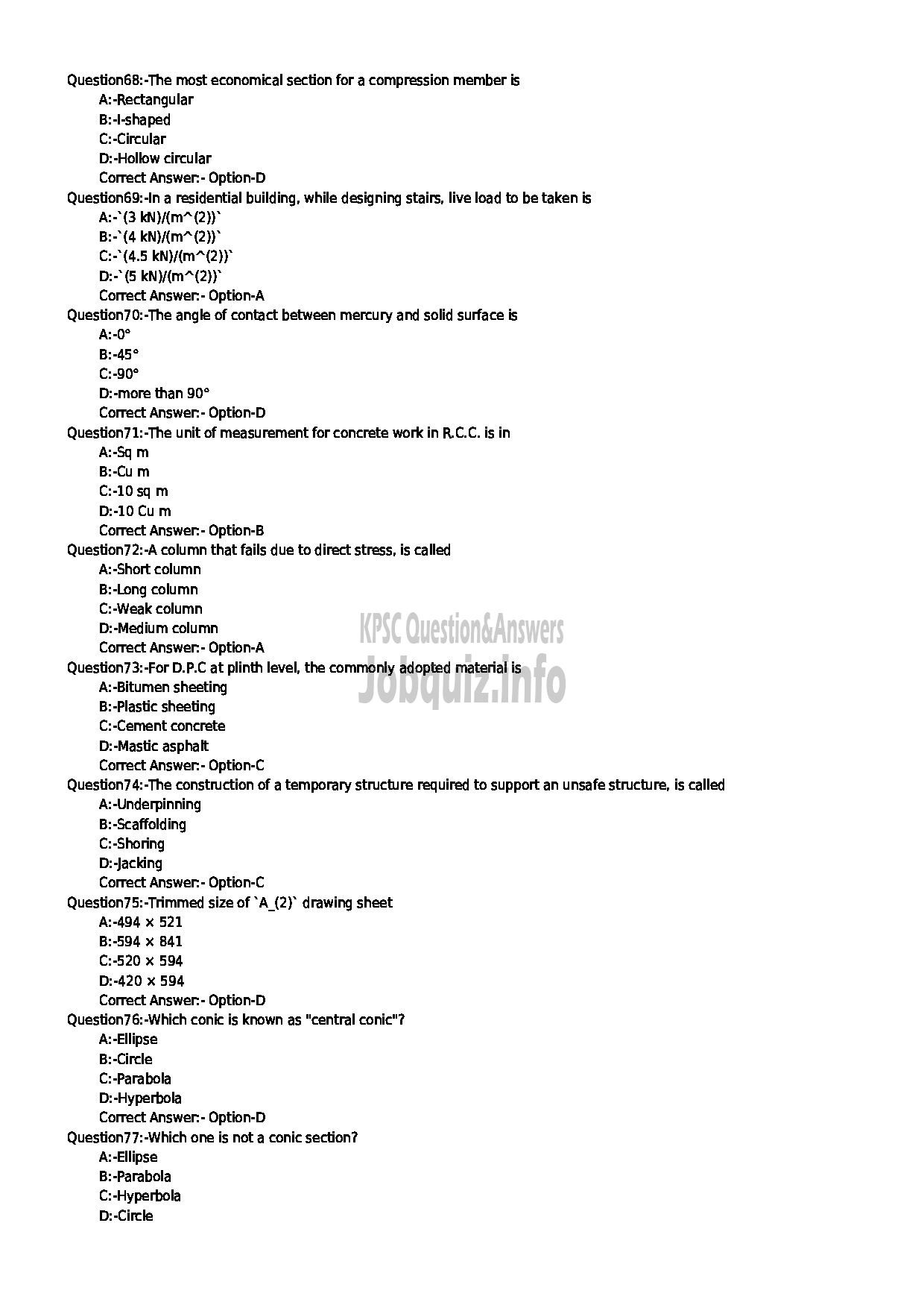 Kerala PSC Question Paper - JUNIOR INSTRUCTOR ARCHITECTURAL ASSISTANT SR FOR SC/ST INDUSTRIAL TRAINING-8