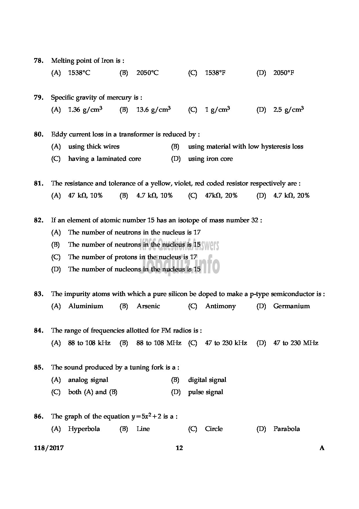Kerala PSC Question Paper - JUNIOR INSTRUCTOR ARITHMETIC CUM DRAWING-12