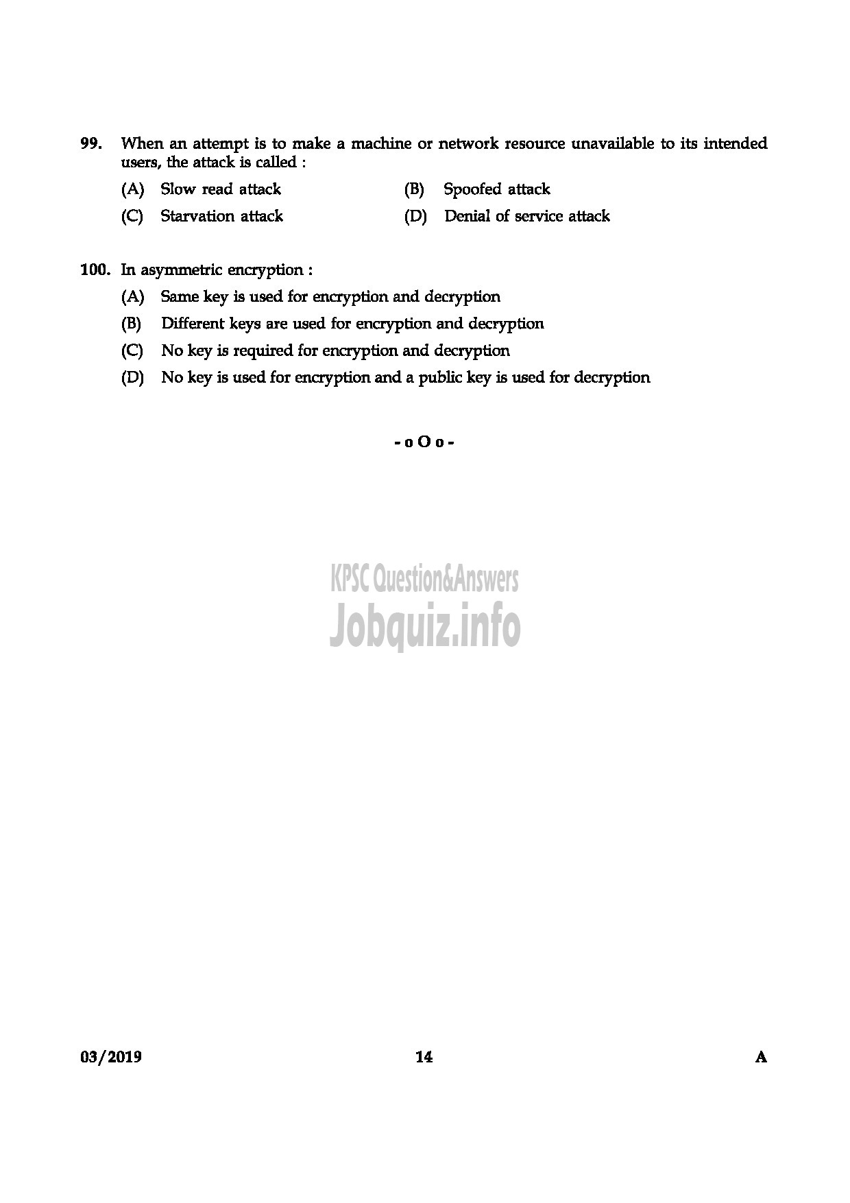 Kerala PSC Question Paper - JUNIOR INSTRUCTOR COMPUTER HARDWARE AND NETWORK MAINTENANCE English-14