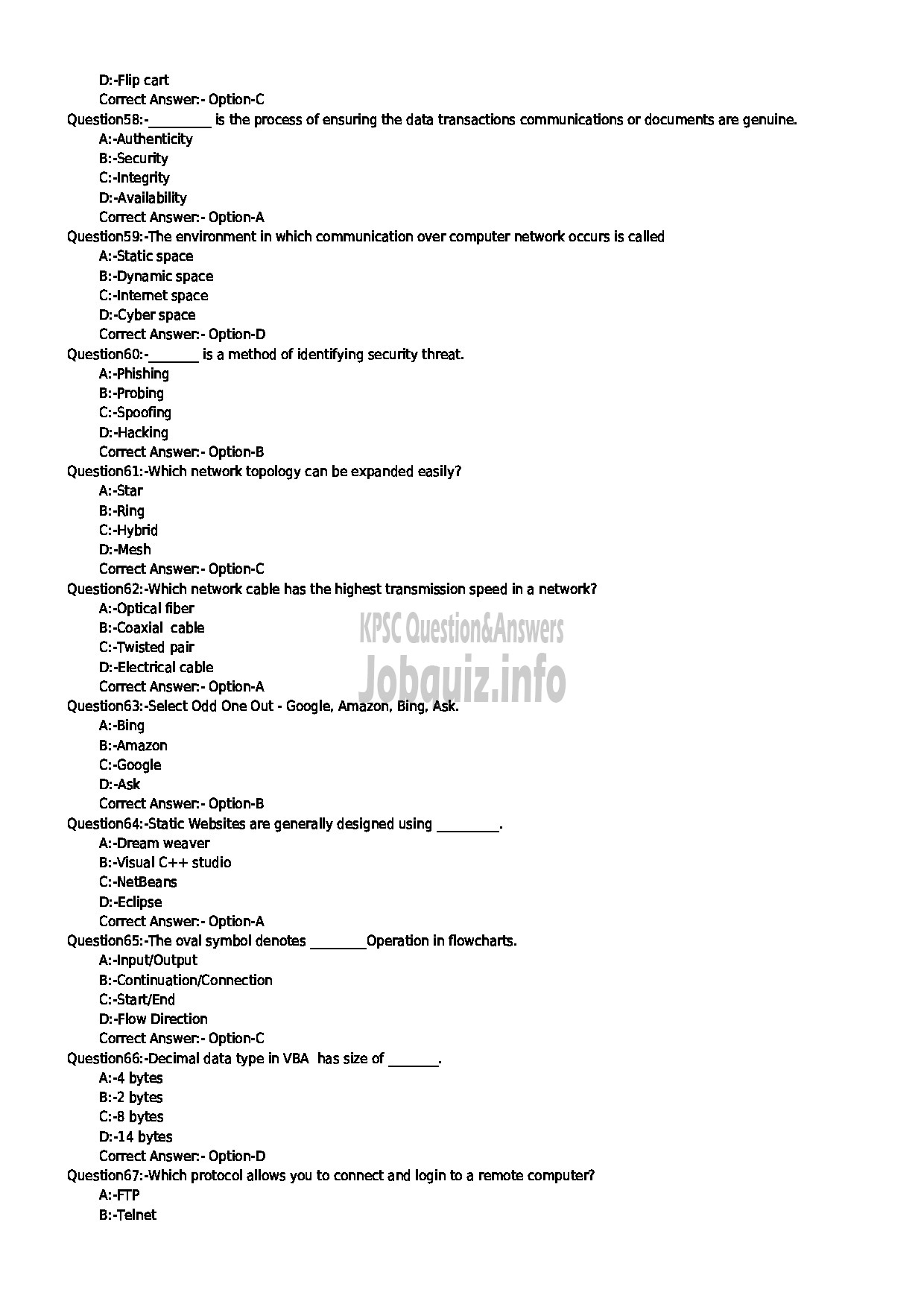 Kerala PSC Question Paper - JUNIOR INSTRUCTOR COMPUTER OPERATOR AND PROGRAMMING ASSISTANT INDUSTRIAL TRAINING DEPARTMENT-7