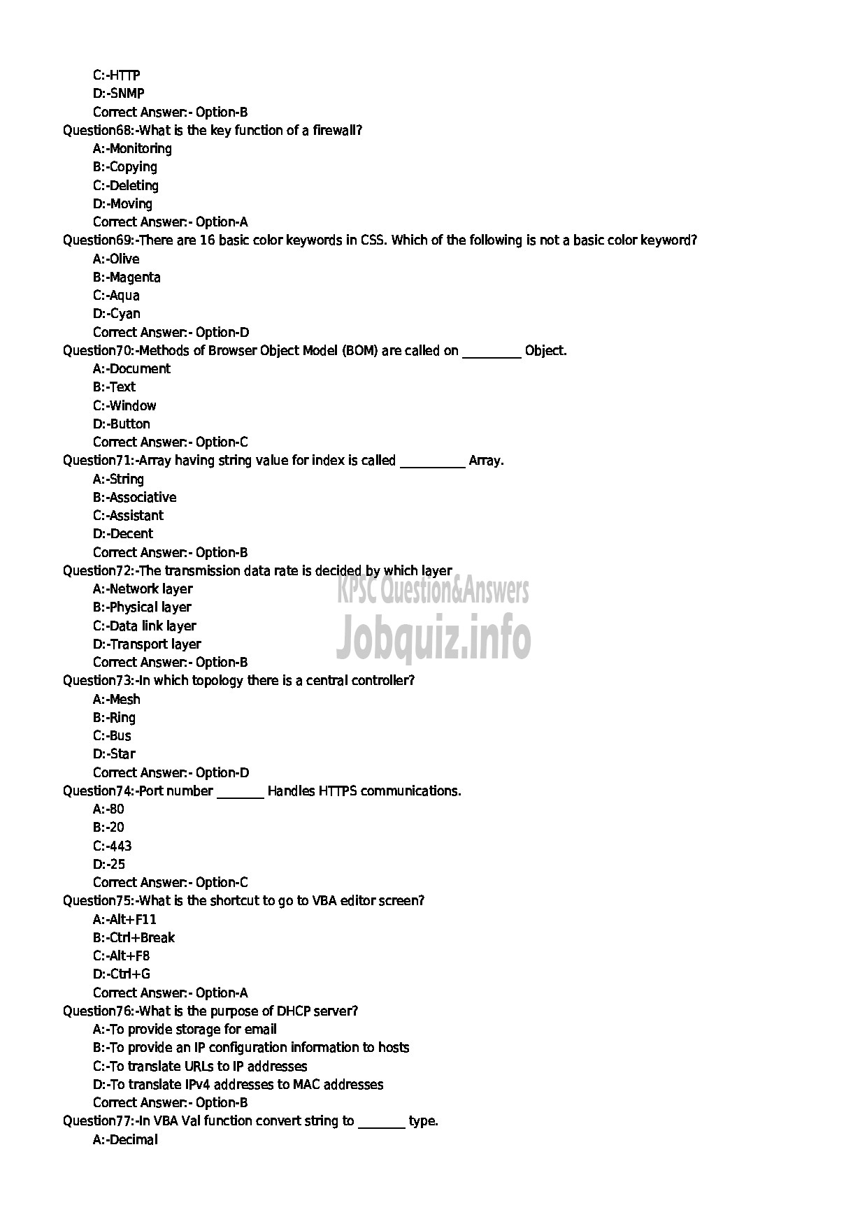 Kerala PSC Question Paper - JUNIOR INSTRUCTOR COMPUTER OPERATOR AND PROGRAMMING ASSISTANT INDUSTRIAL TRAINING DEPARTMENT-8