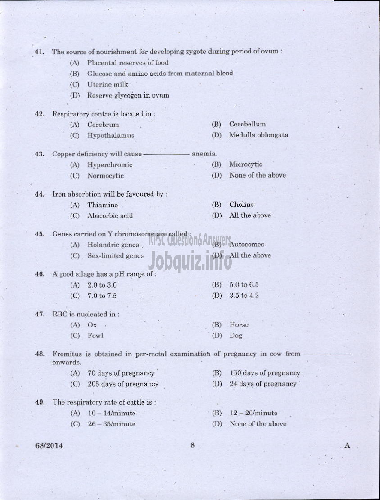 Kerala PSC Question Paper - JUNIOR INSTRUCTOR DAIRING INDUSTRIAL TRAINING-6