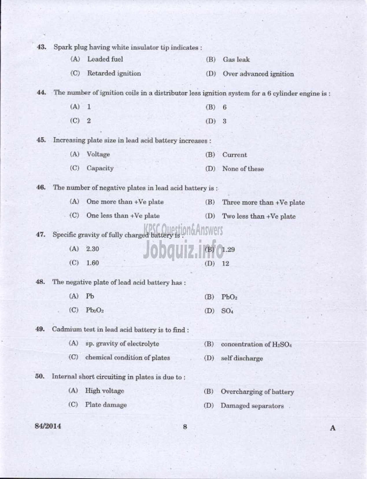 Kerala PSC Question Paper - JUNIOR INSTRUCTOR DRIVER CUM MECHANIC INDUSTRIAL TRAINING-6