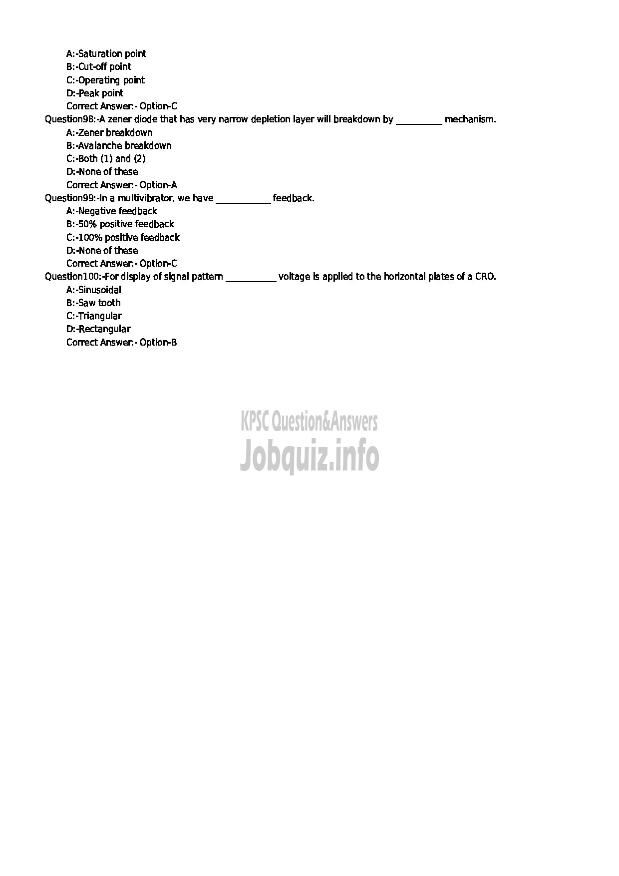 Kerala PSC Question Paper - JUNIOR INSTRUCTOR ELECTRONIC MECHANIC INDUSTRIAL TRAINING-11