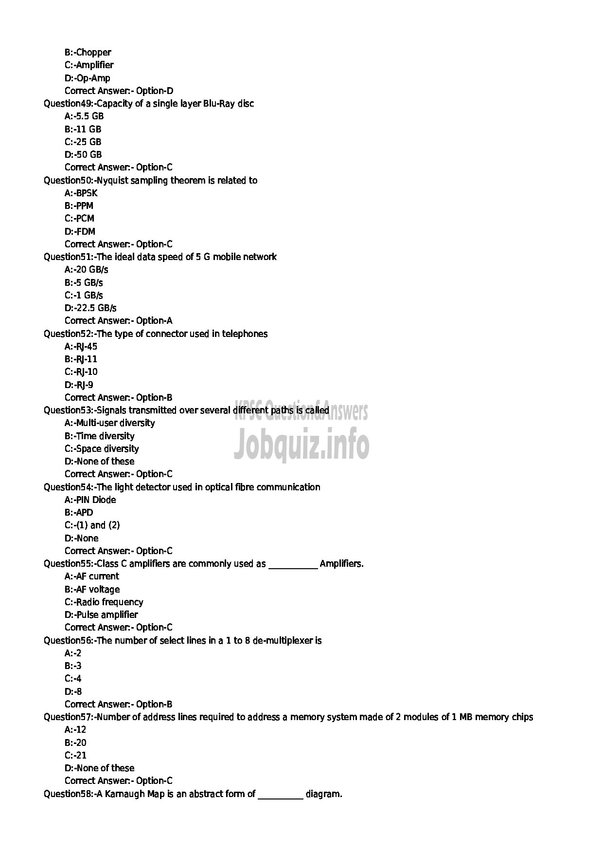 Kerala PSC Question Paper - JUNIOR INSTRUCTOR ELECTRONIC MECHANIC INDUSTRIAL TRAINING-6