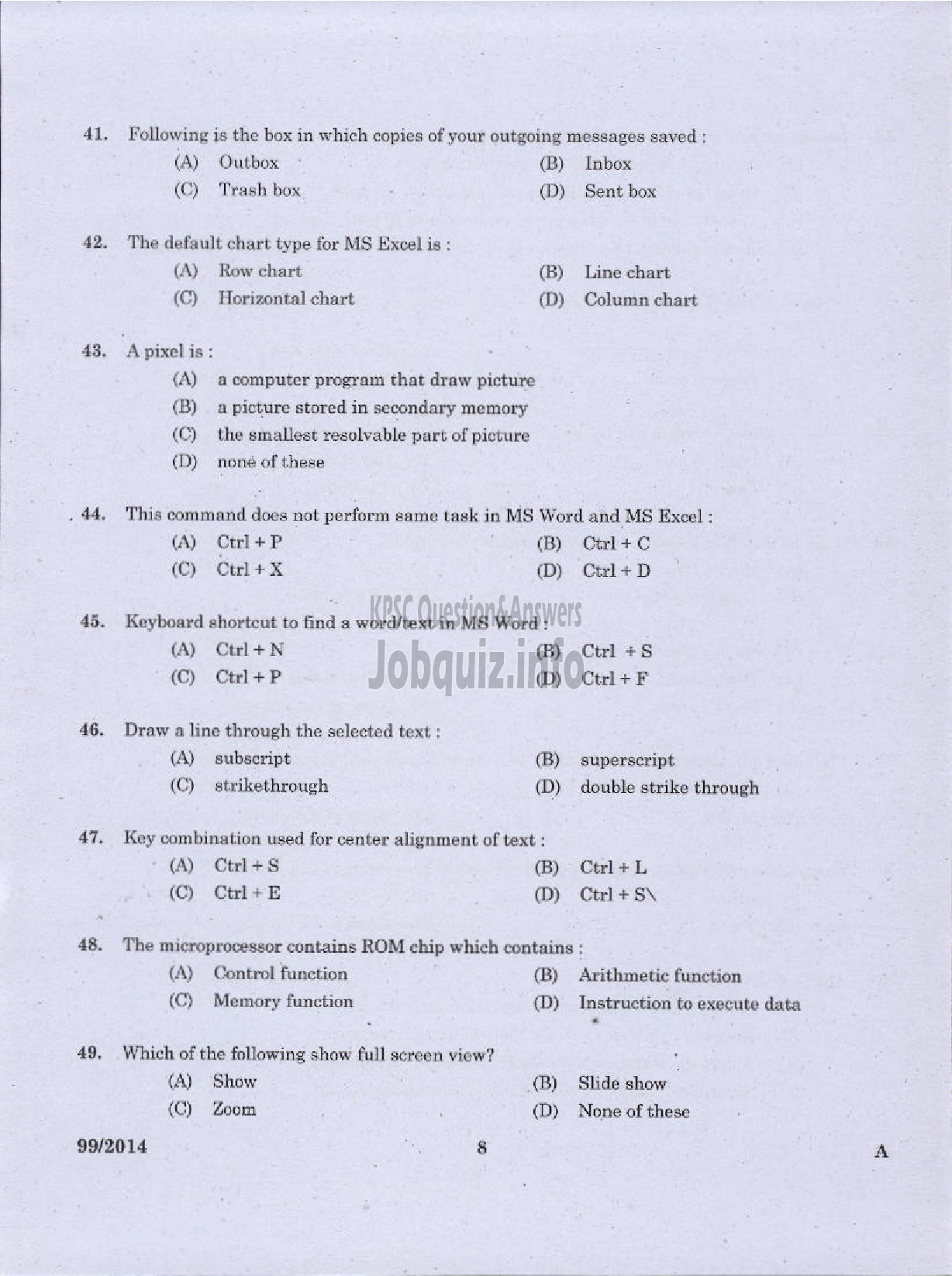 Kerala PSC Question Paper - JUNIOR INSTRUCTOR FRONT OFFICE ASSISTANT INDUSTRIAL TRAINING-6