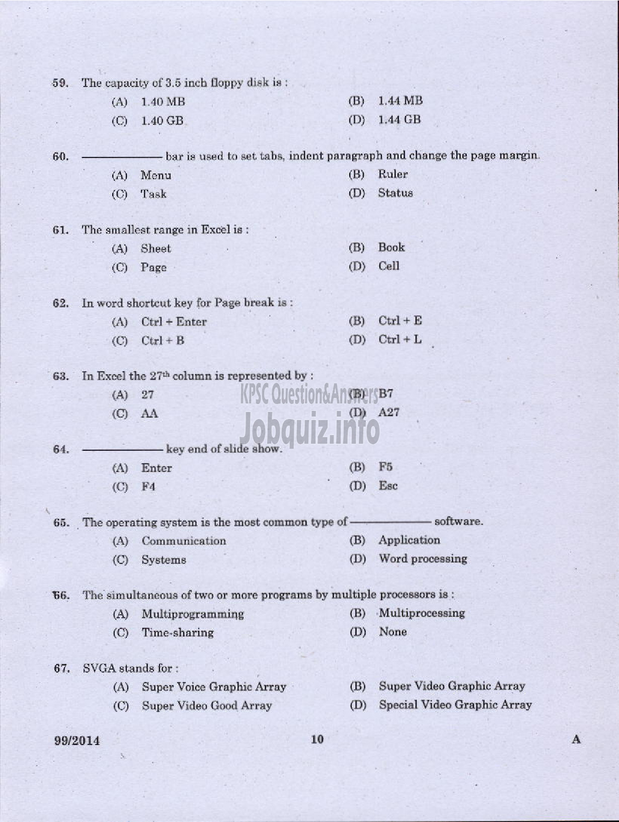 Kerala PSC Question Paper - JUNIOR INSTRUCTOR FRONT OFFICE ASSISTANT INDUSTRIAL TRAINING-8