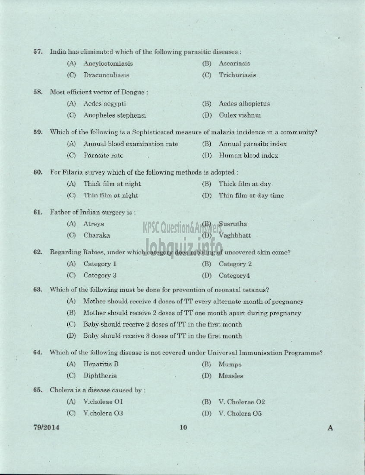 Kerala PSC Question Paper - JUNIOR INSTRUCTOR HEALTH SANITARY INSPECTOR INDUSTRIAL TRAINING-8