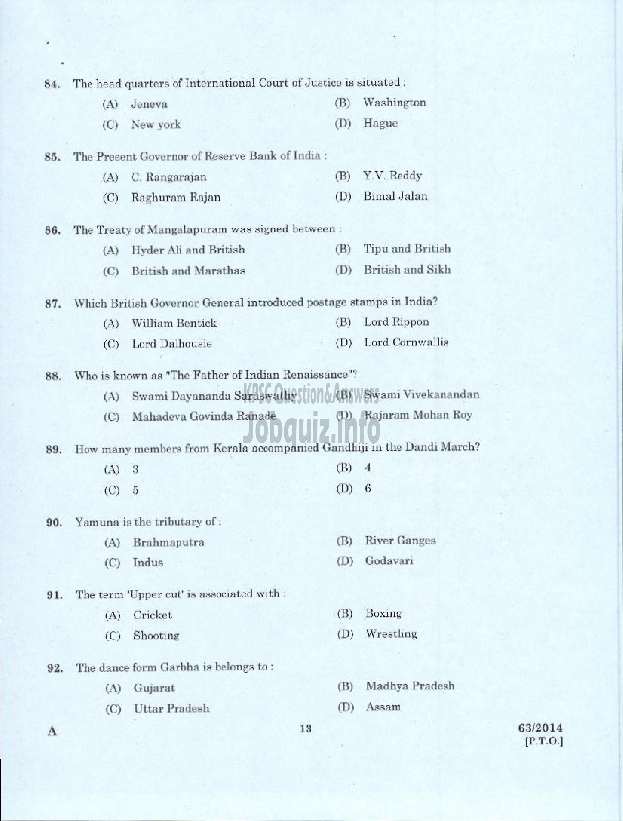 Kerala PSC Question Paper - JUNIOR INSTRUCTOR HOSPITALITY MANAGEMENT INDUSTRIAL TRAINING-11